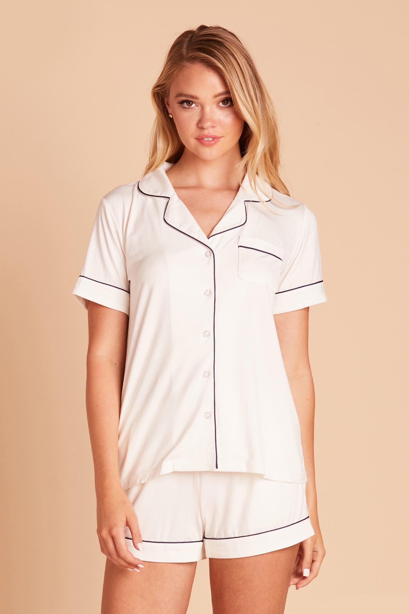 Bridesmaid Pajama Set with Piping | Jonny White