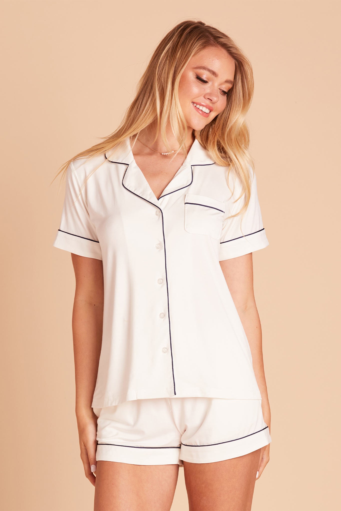 Bridesmaid Pajama Set with Piping | Jonny White