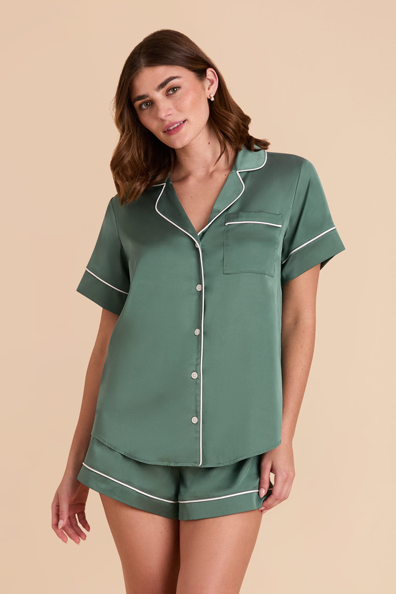 Satin Pajama Set for Women - Jonny Eucalyptus