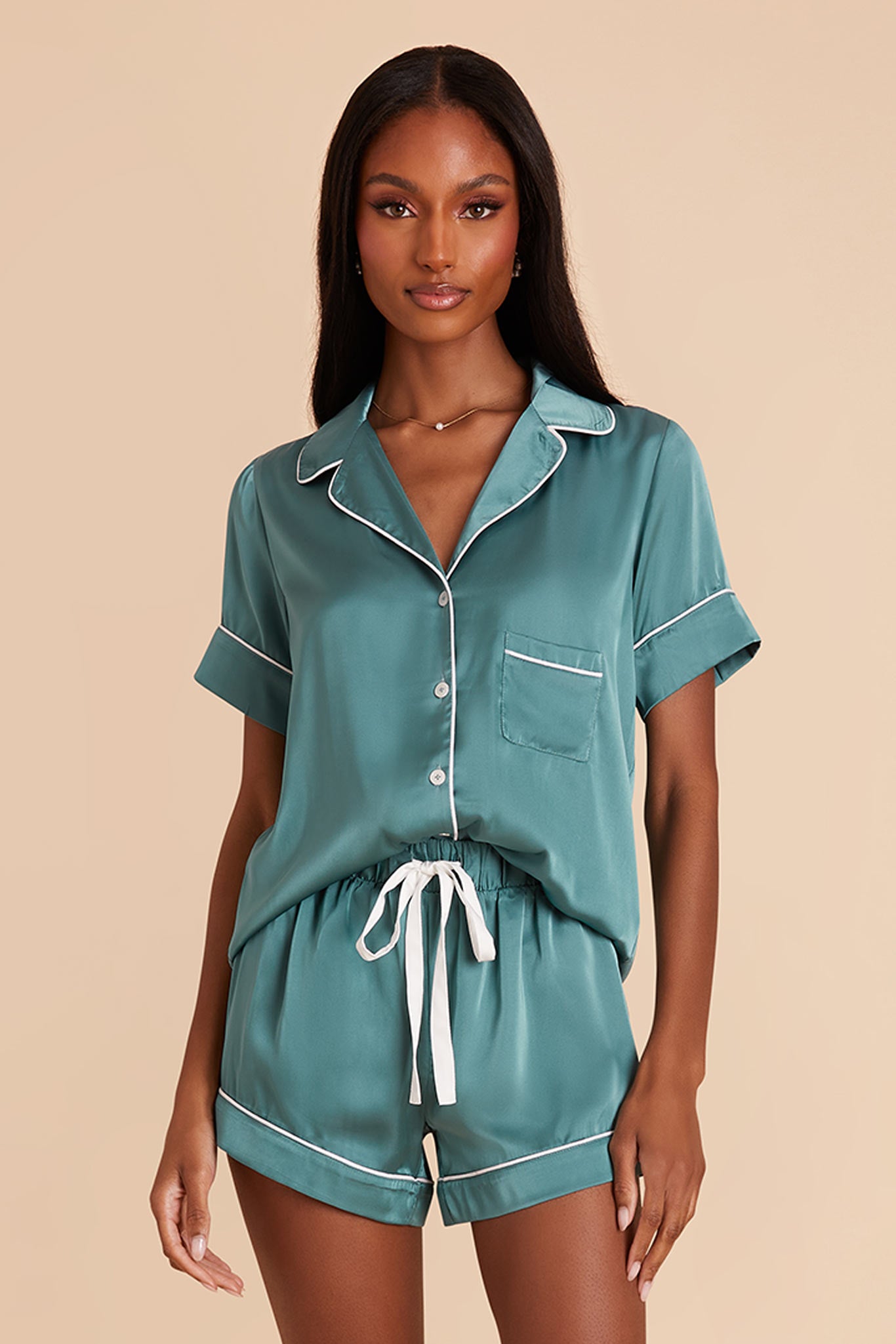 Satin Pajama Set for Women - Jonny | Sea Glass