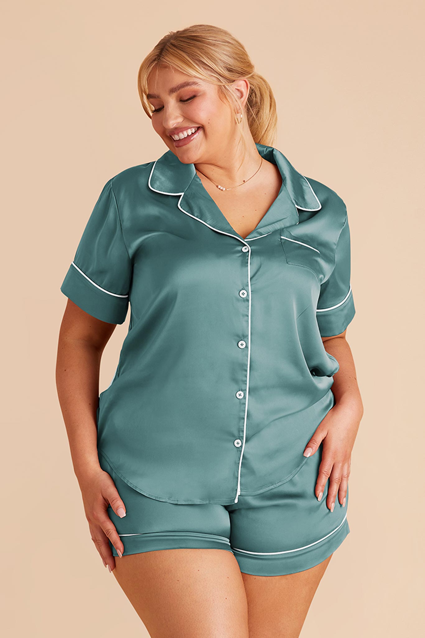 Satin Pajama Set for Women - Jonny | Sea Glass