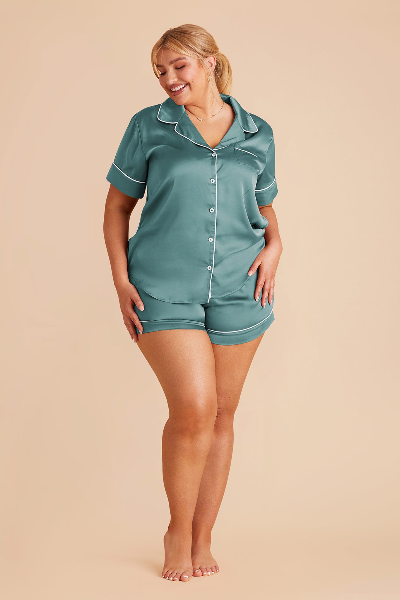 Satin Pajama Set for Women - Jonny | Sea Glass