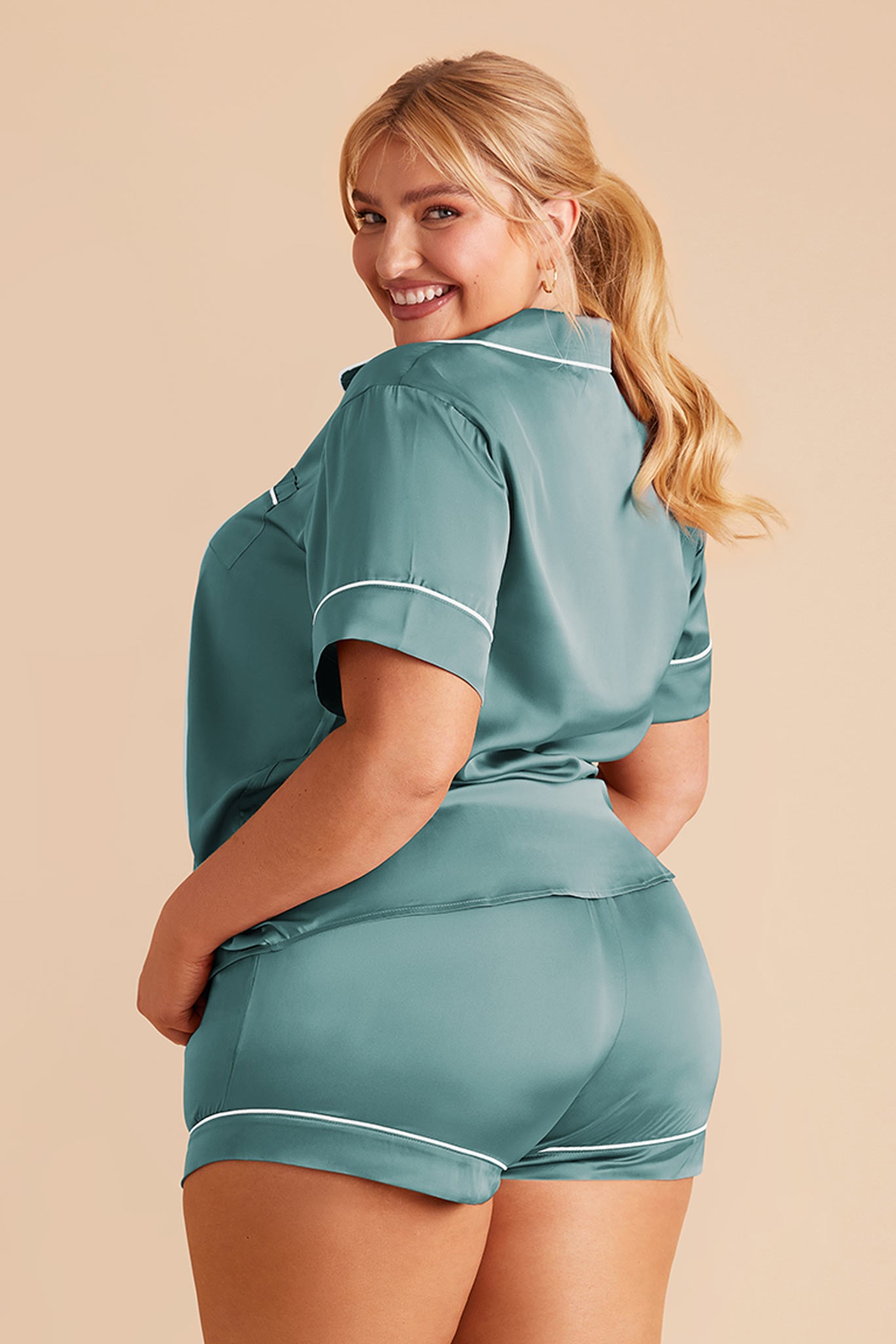 Satin Pajama Set for Women - Jonny | Sea Glass
