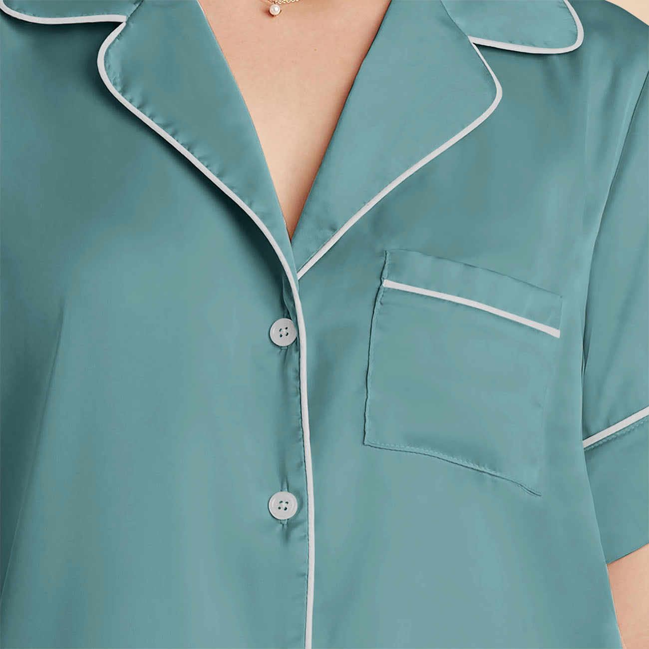 Satin Pajama Set for Women - Jonny | Sea Glass