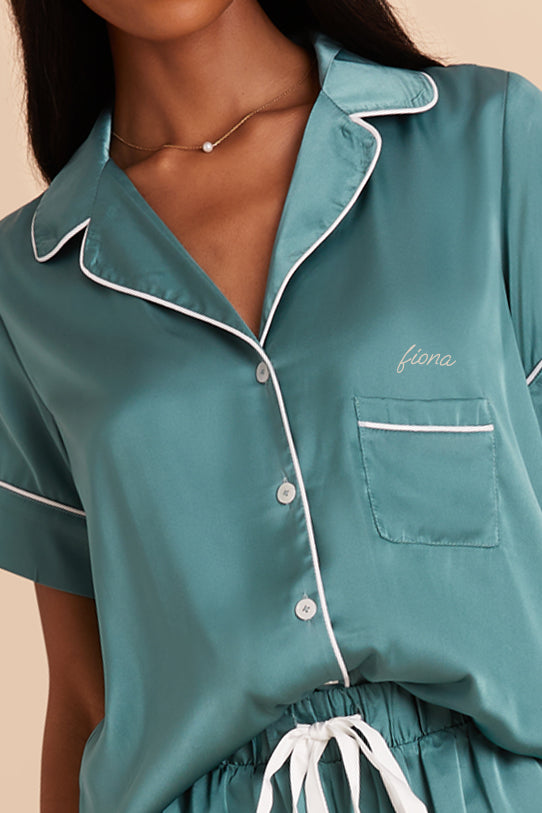 Satin Pajama Set for Women - Jonny | Sea Glass