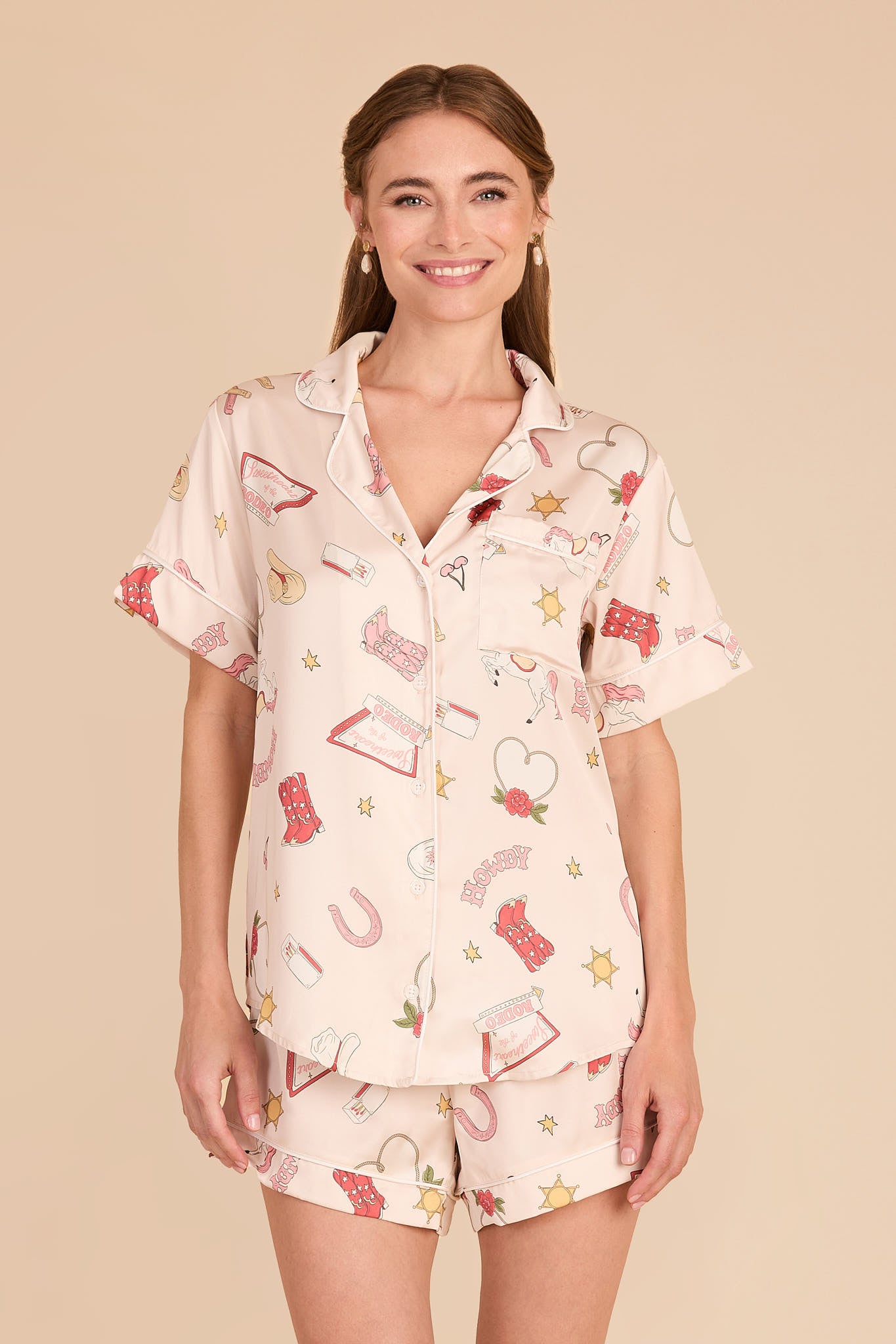 Jonny Satin Print Pajama Set for Men & Women | Last Rodeo