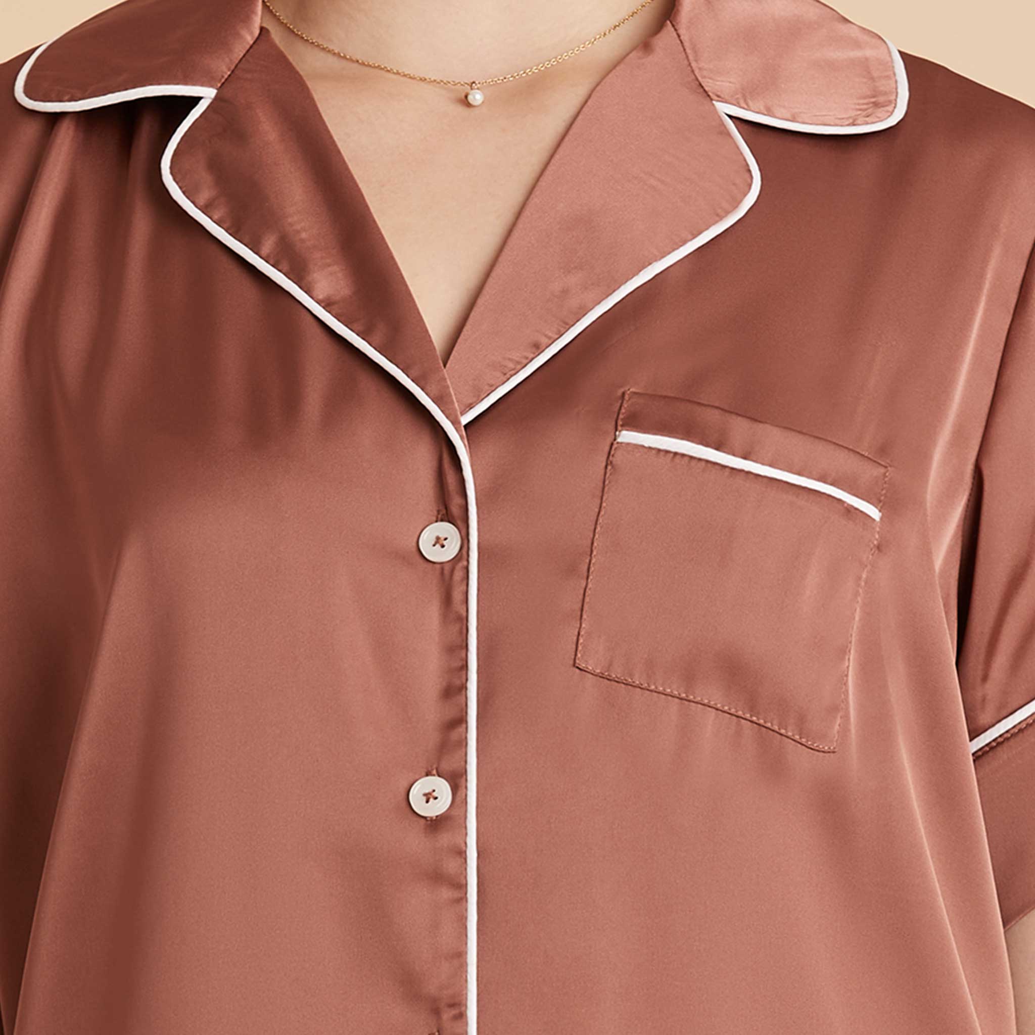 Satin Pajama Top for Women - Short Sleeve & Silky | Jonny Desert Rose