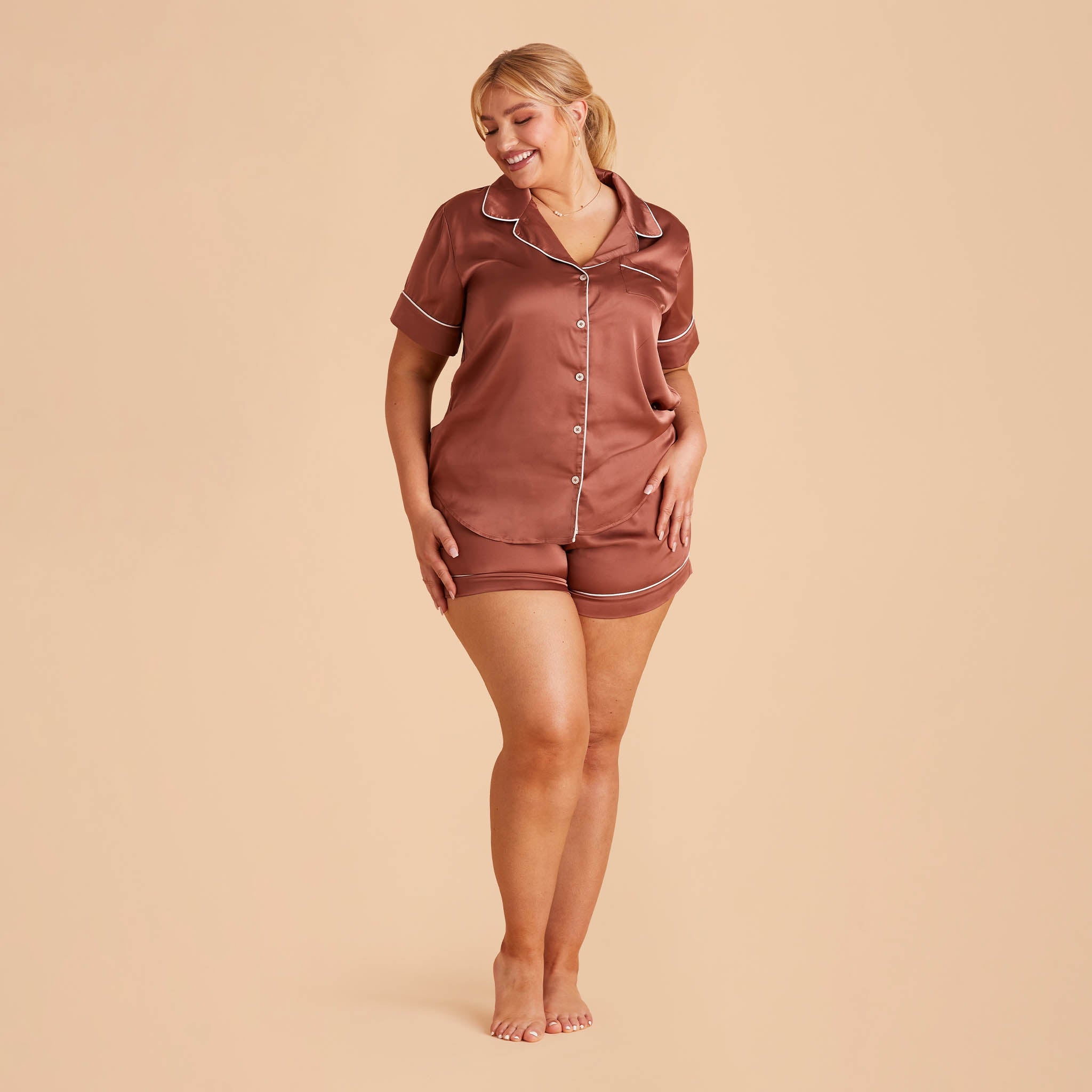 Satin Pajama Top for Women - Short Sleeve & Silky | Jonny Desert Rose
