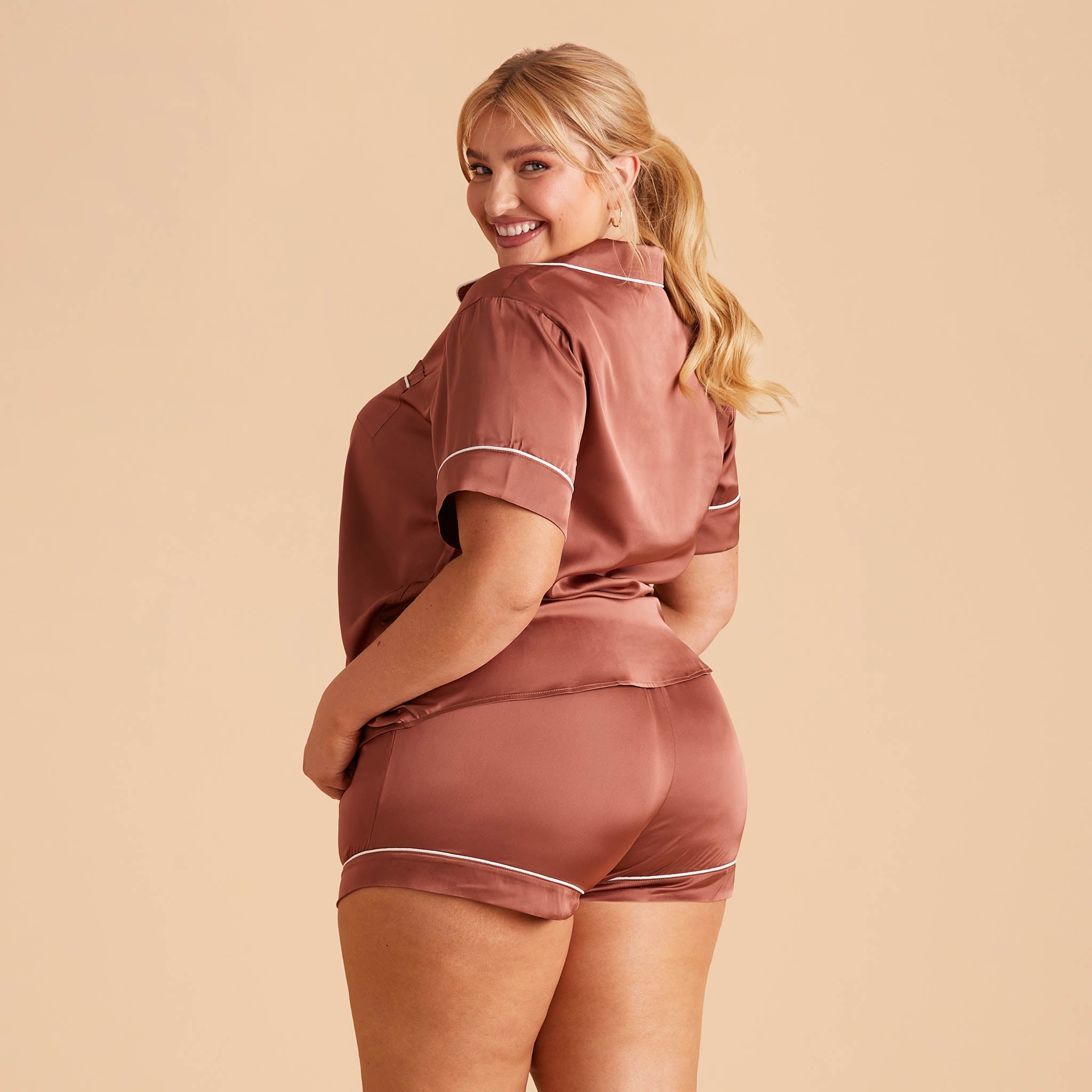 Satin Pajama Top for Women - Short Sleeve & Silky | Jonny Desert Rose