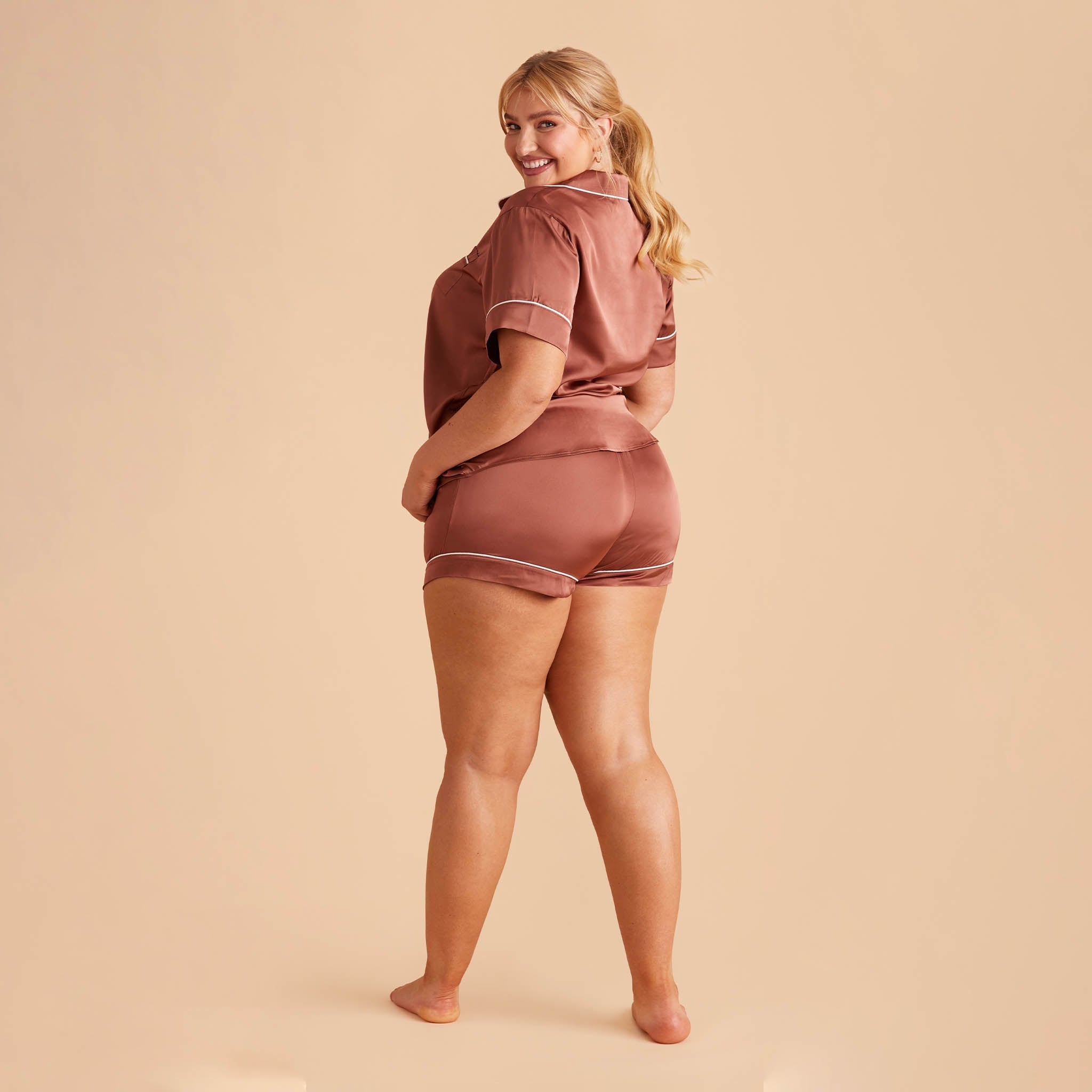 Satin Pajama Top for Women - Short Sleeve & Silky | Jonny Desert Rose