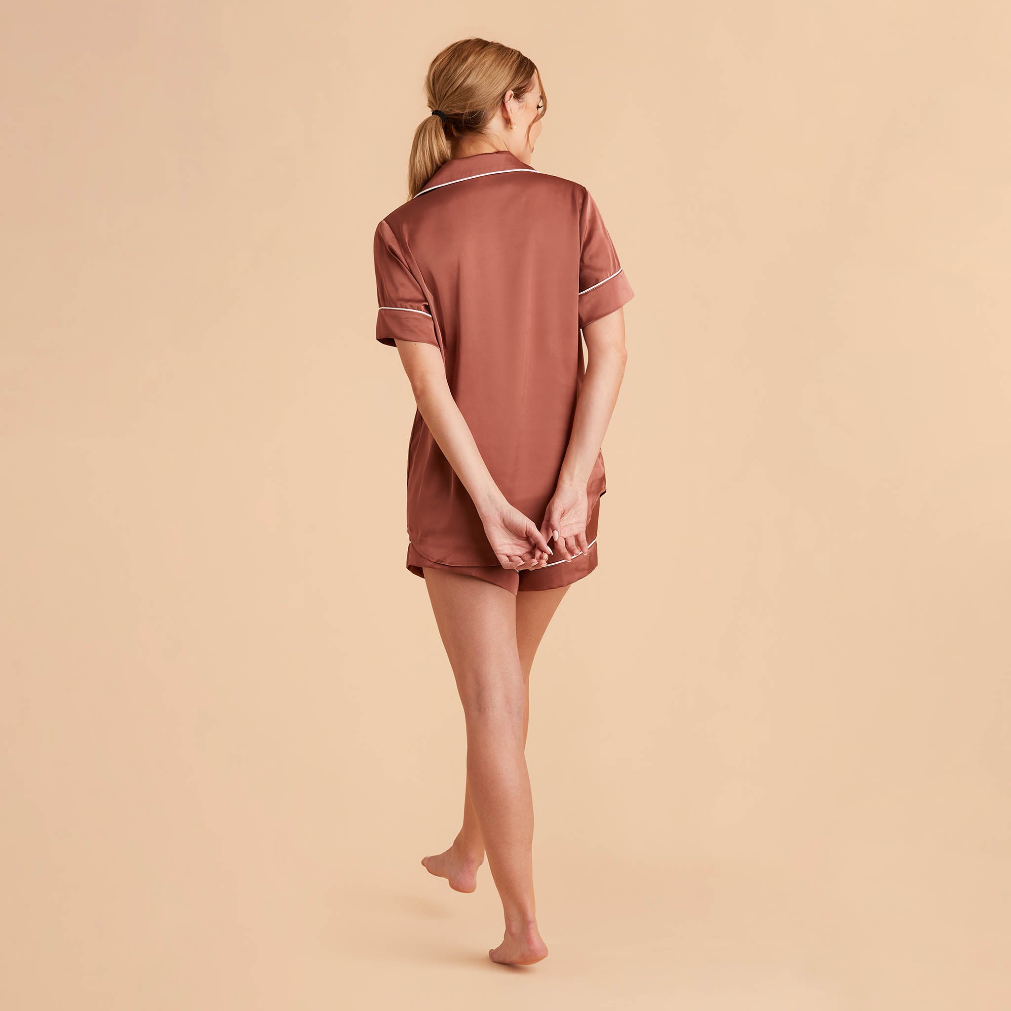 Satin Pajama Top for Women - Short Sleeve & Silky | Jonny Desert Rose