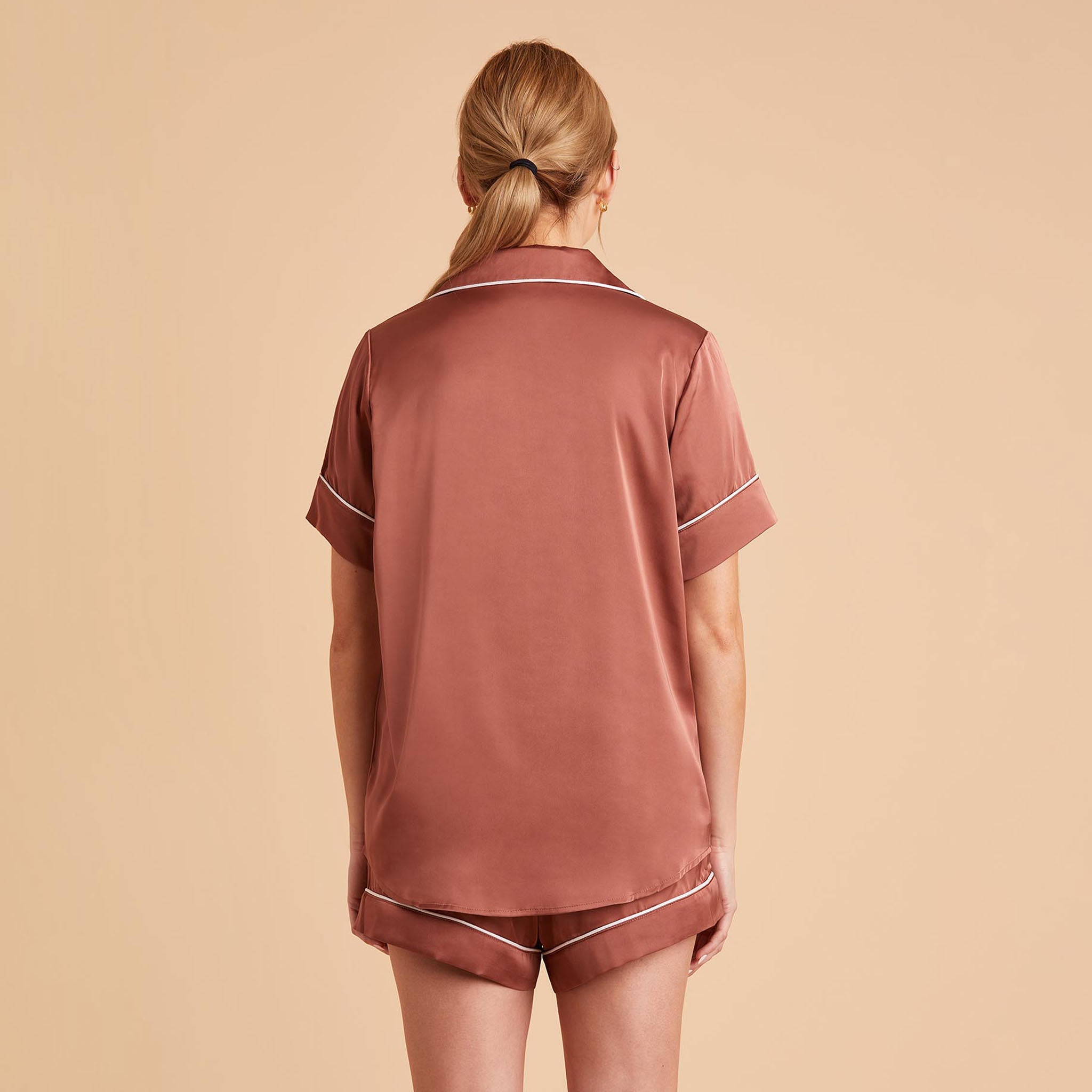 Satin Pajama Top for Women - Short Sleeve & Silky | Jonny Desert Rose