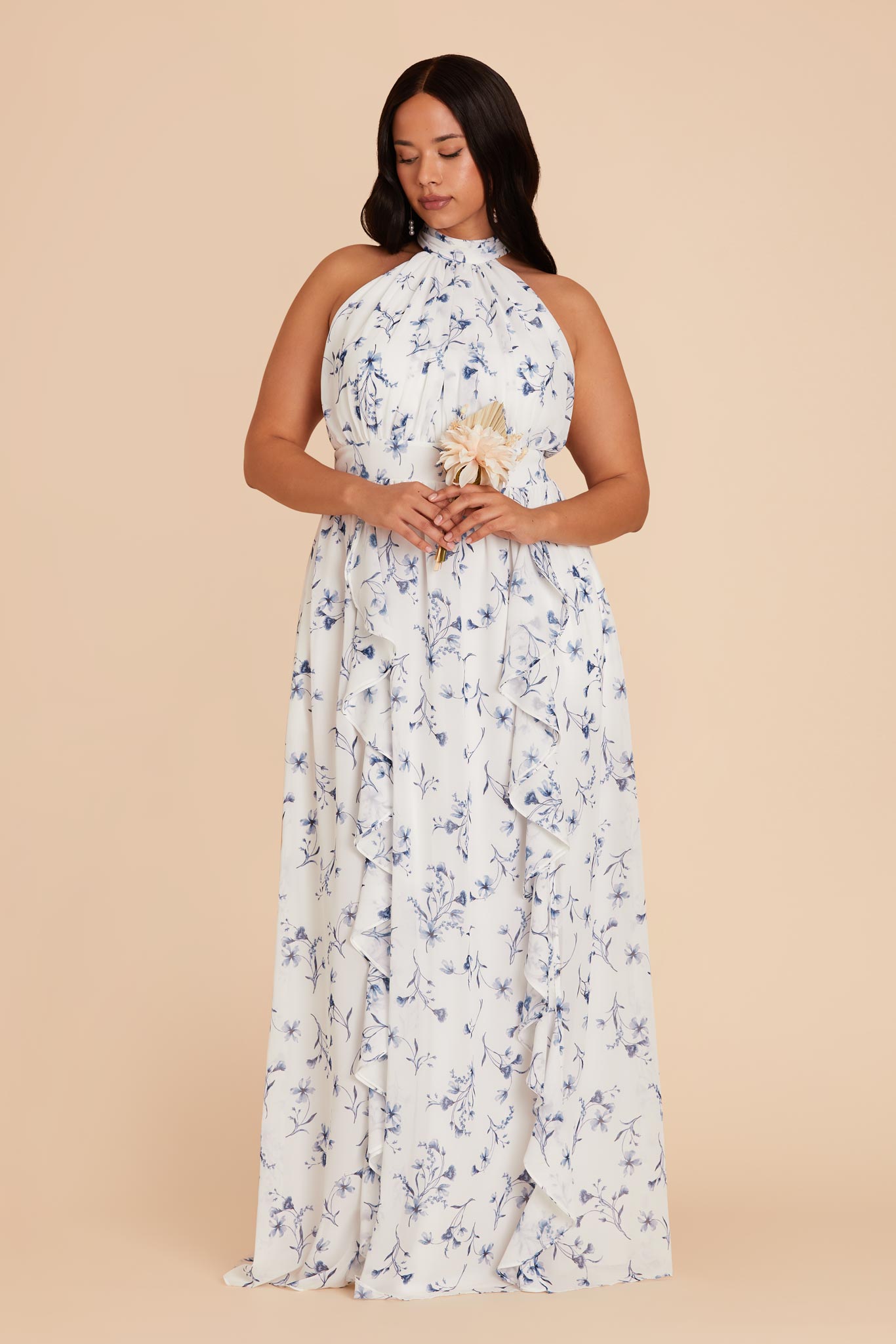 Chiffon Dress with Ruffled Trim & High Neckline | Joyce Blue Le Fleur
