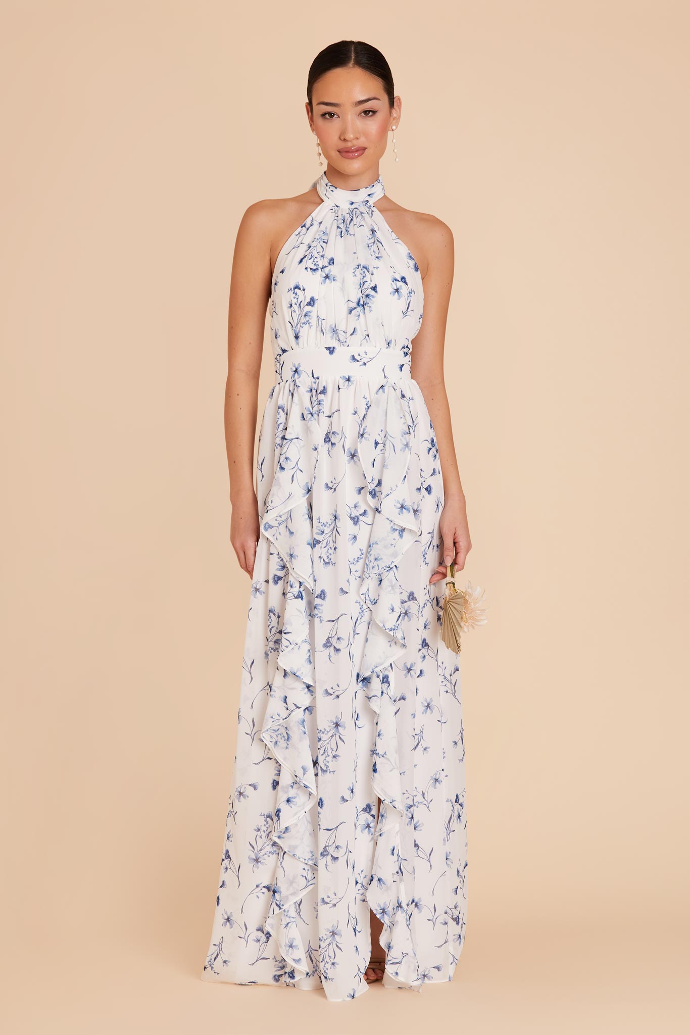 Chiffon Dress with Ruffled Trim & High Neckline | Joyce Blue Le Fleur