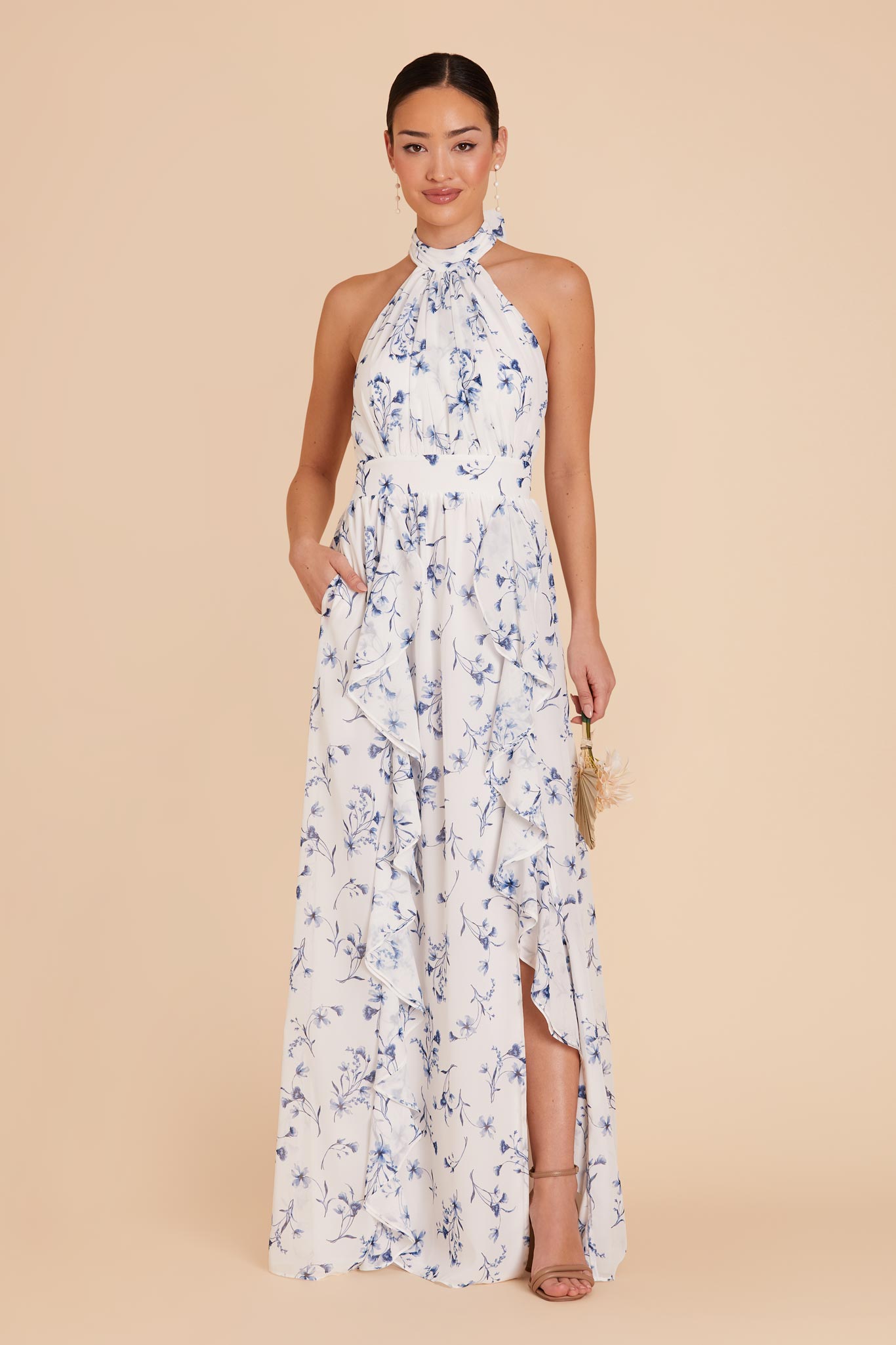 Chiffon Dress with Ruffled Trim & High Neckline | Joyce Blue Le Fleur