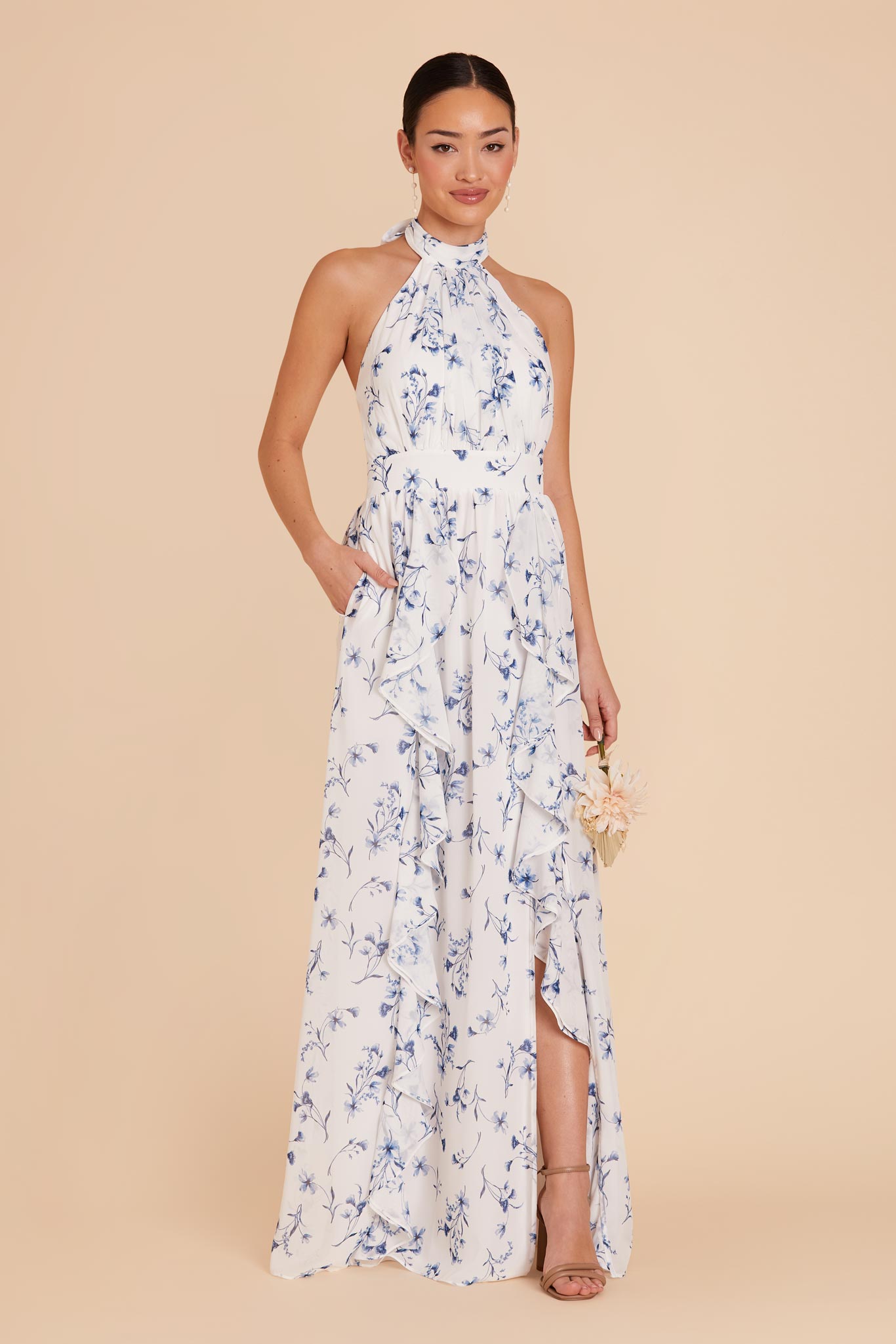 Chiffon Dress with Ruffled Trim & High Neckline | Joyce Blue Le Fleur