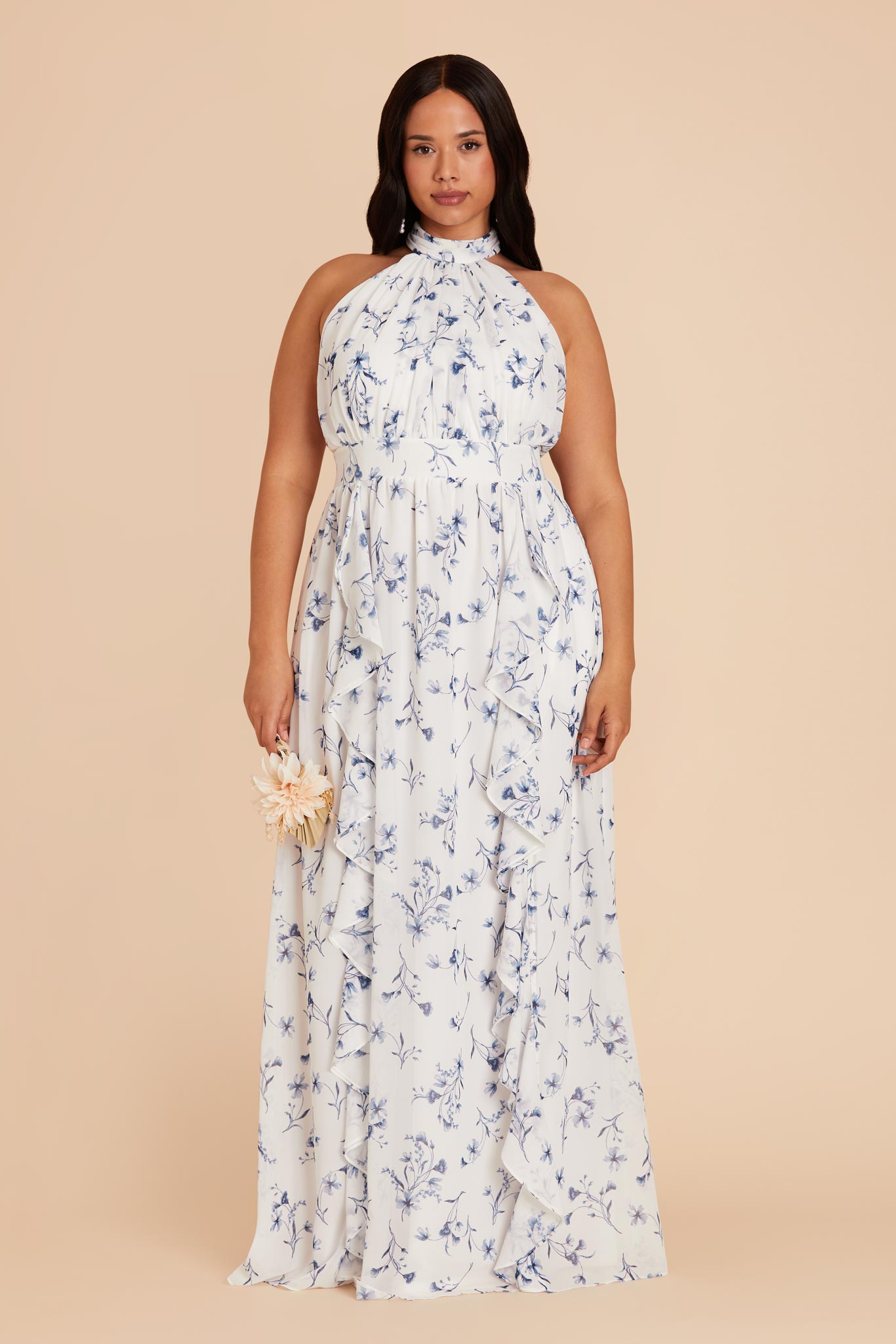 Chiffon Dress with Ruffled Trim & High Neckline | Joyce Blue Le Fleur
