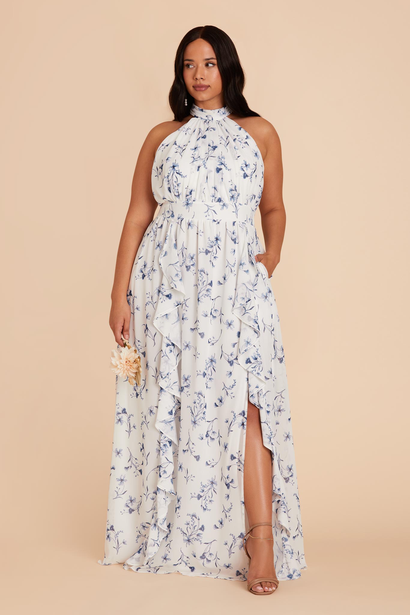 Chiffon Dress with Ruffled Trim & High Neckline | Joyce Blue Le Fleur