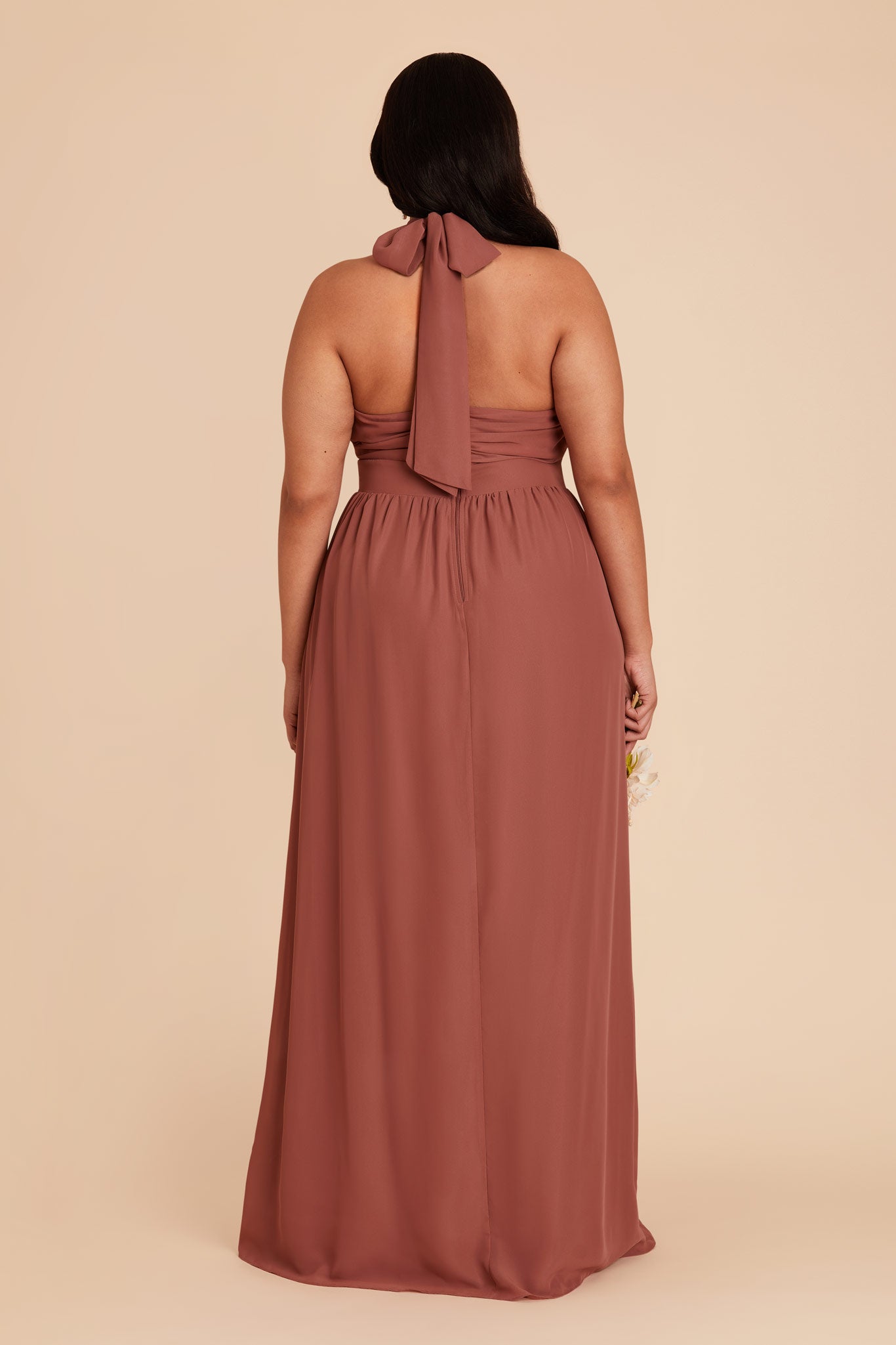 Chiffon Dress with Ruffled Trim & High Neckline | Joyce Desert Rose