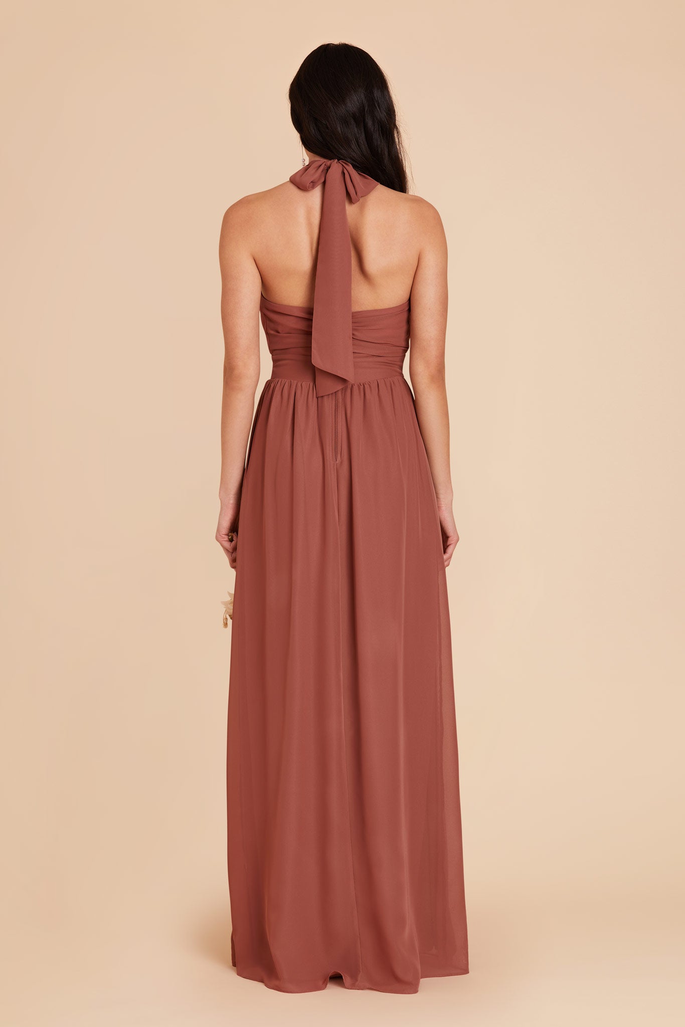 Chiffon Dress with Ruffled Trim & High Neckline | Joyce Desert Rose