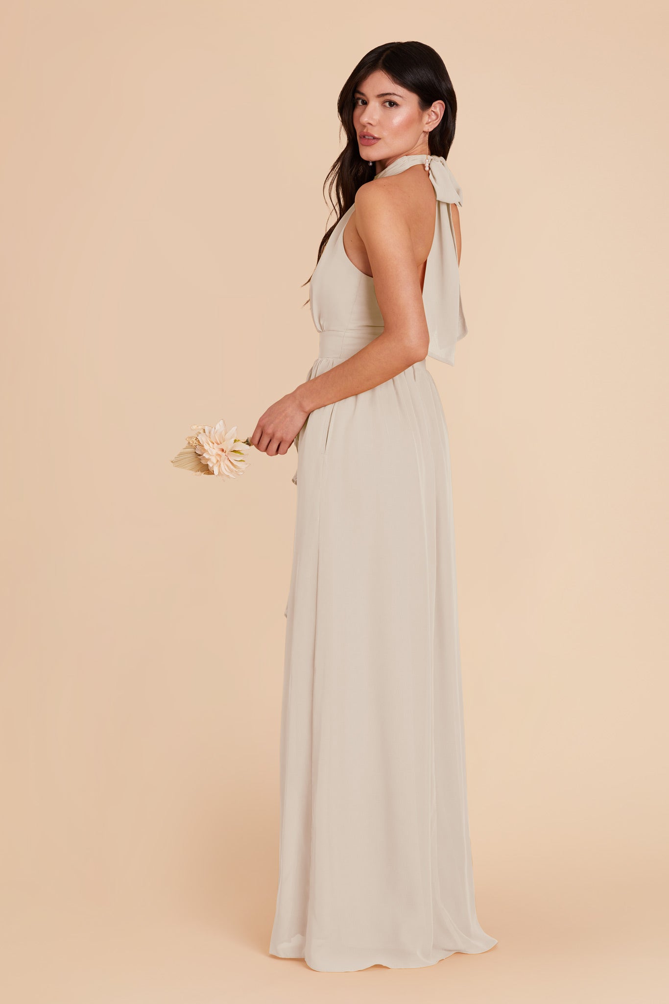 Chiffon Dress with Ruffled Trim & High Neckline | Joyce