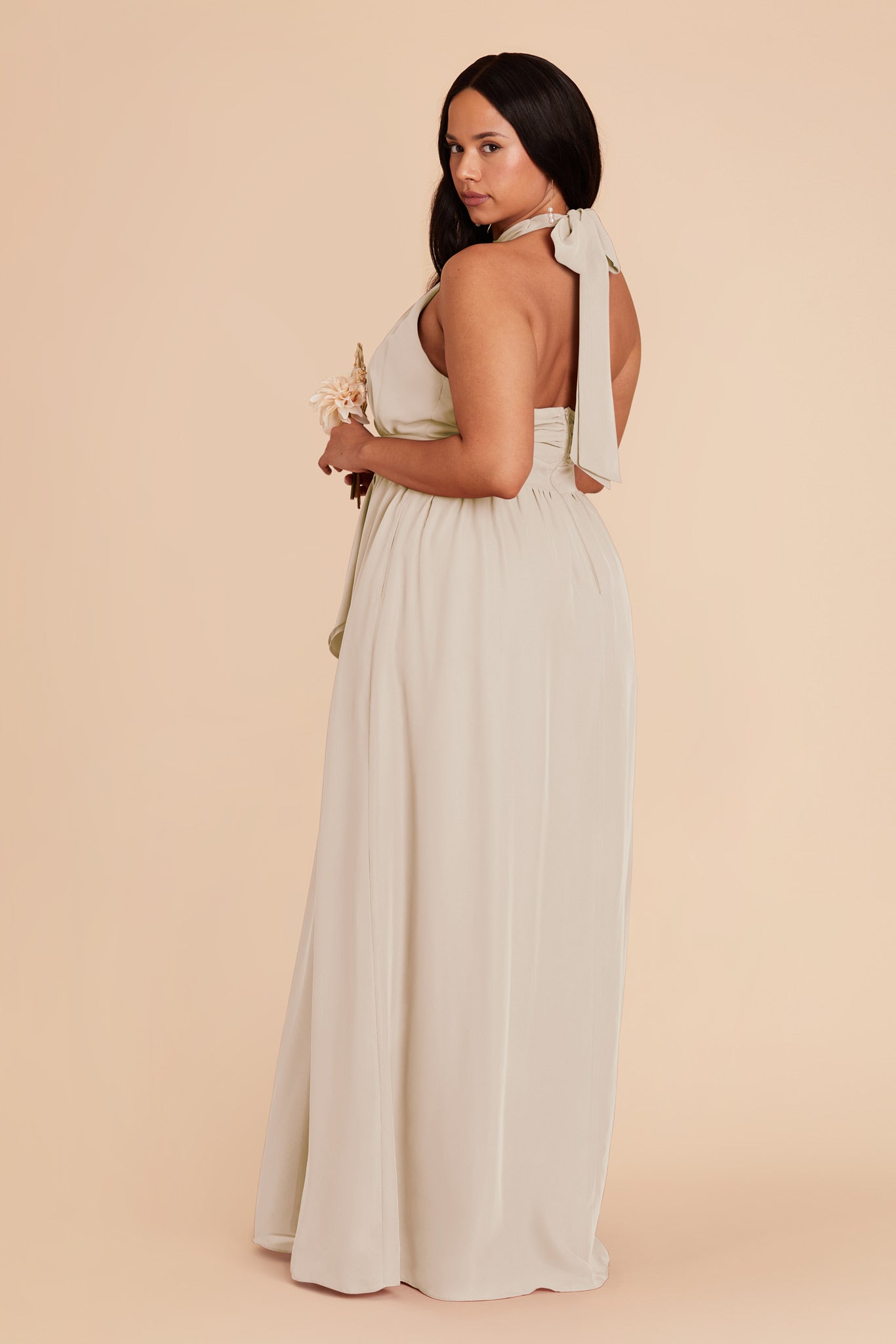 Chiffon Dress with Ruffled Trim & High Neckline | Joyce