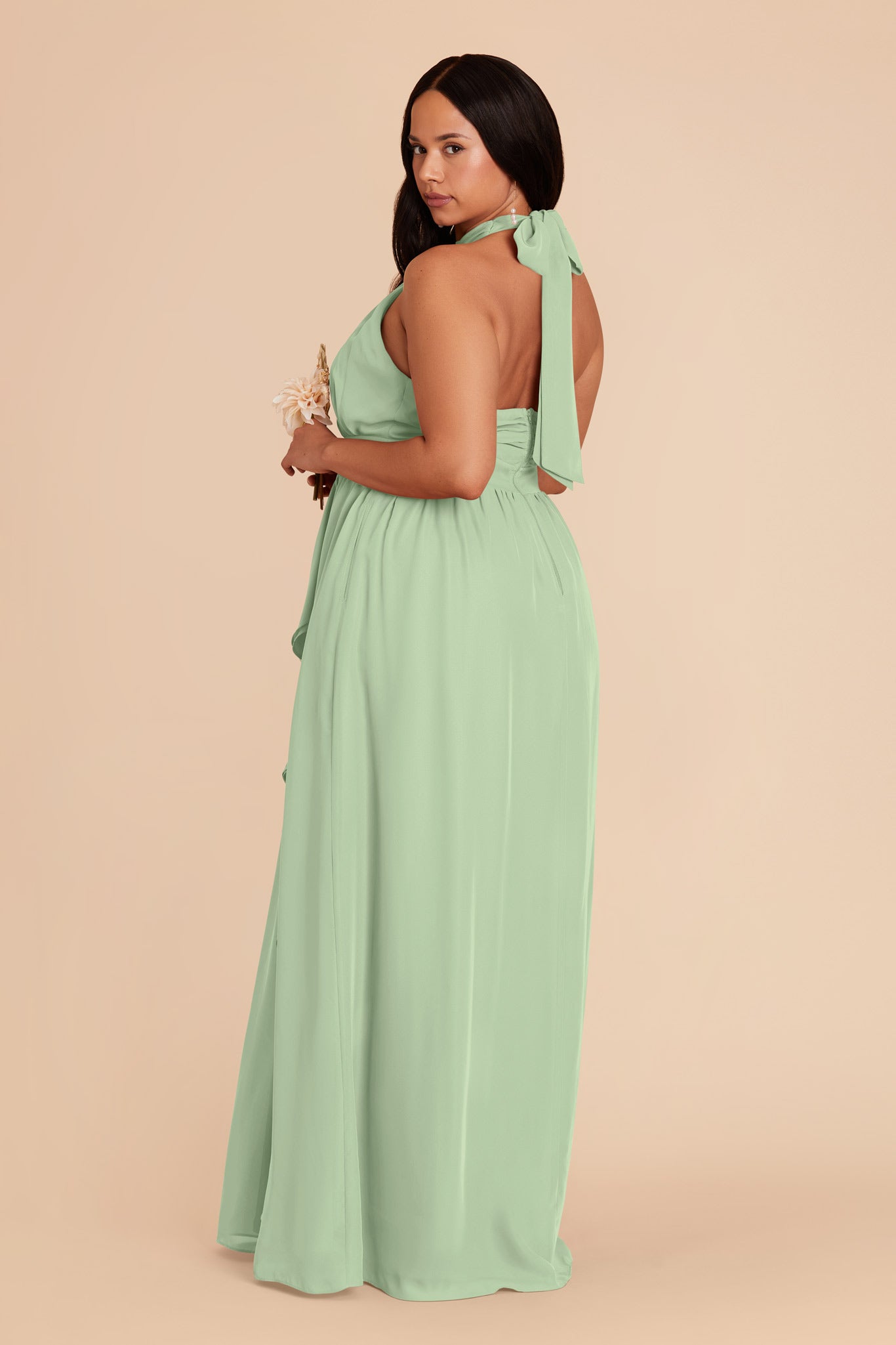 Elegant Chiffon Dress with Ruffle Trim & High Neckline | Joyce