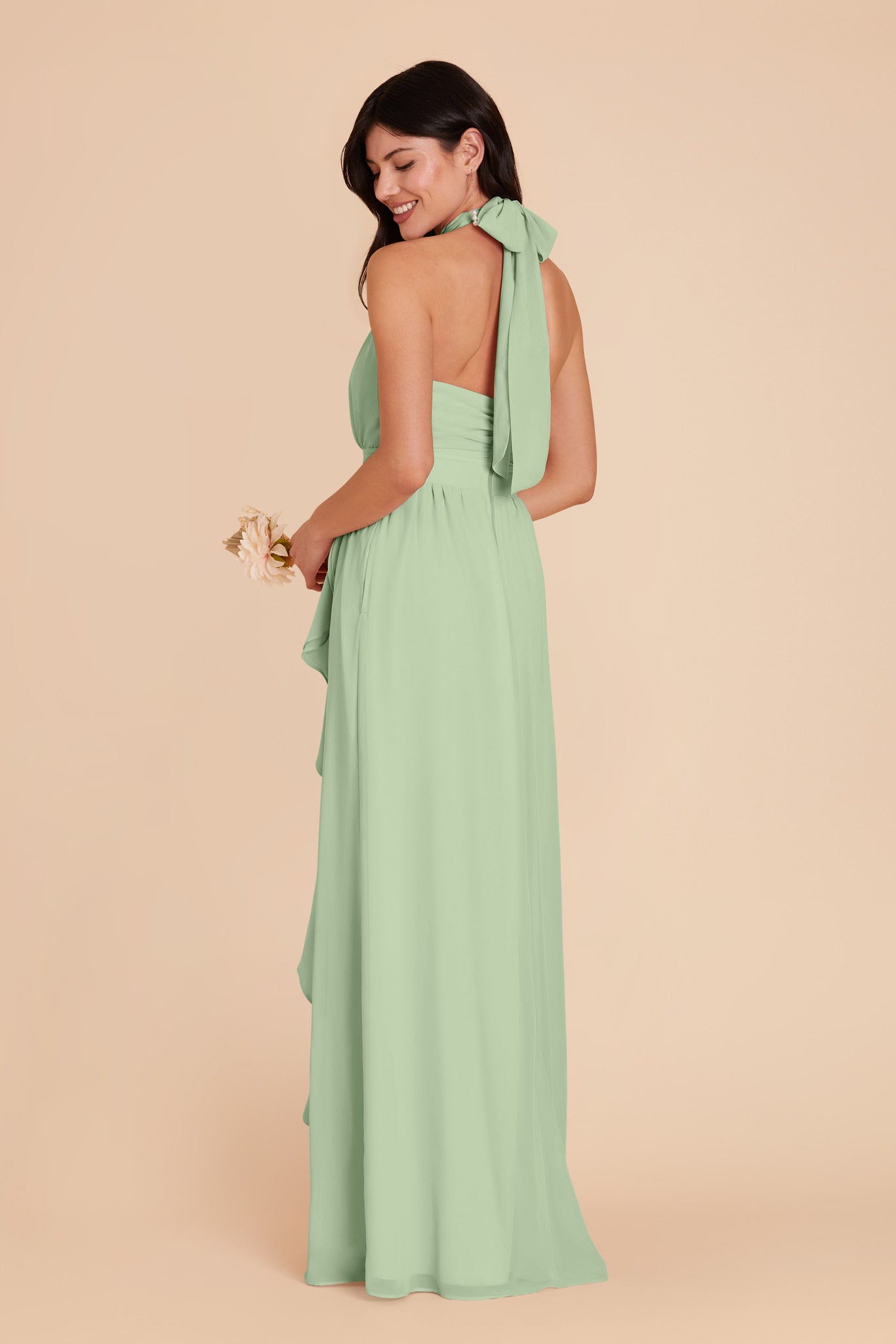 Elegant Chiffon Dress with Ruffle Trim & High Neckline | Joyce