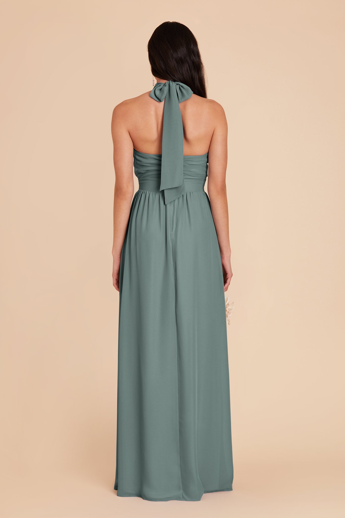 Elegant Chiffon Dress with Ruffled Trim & High Neckline | Joyce