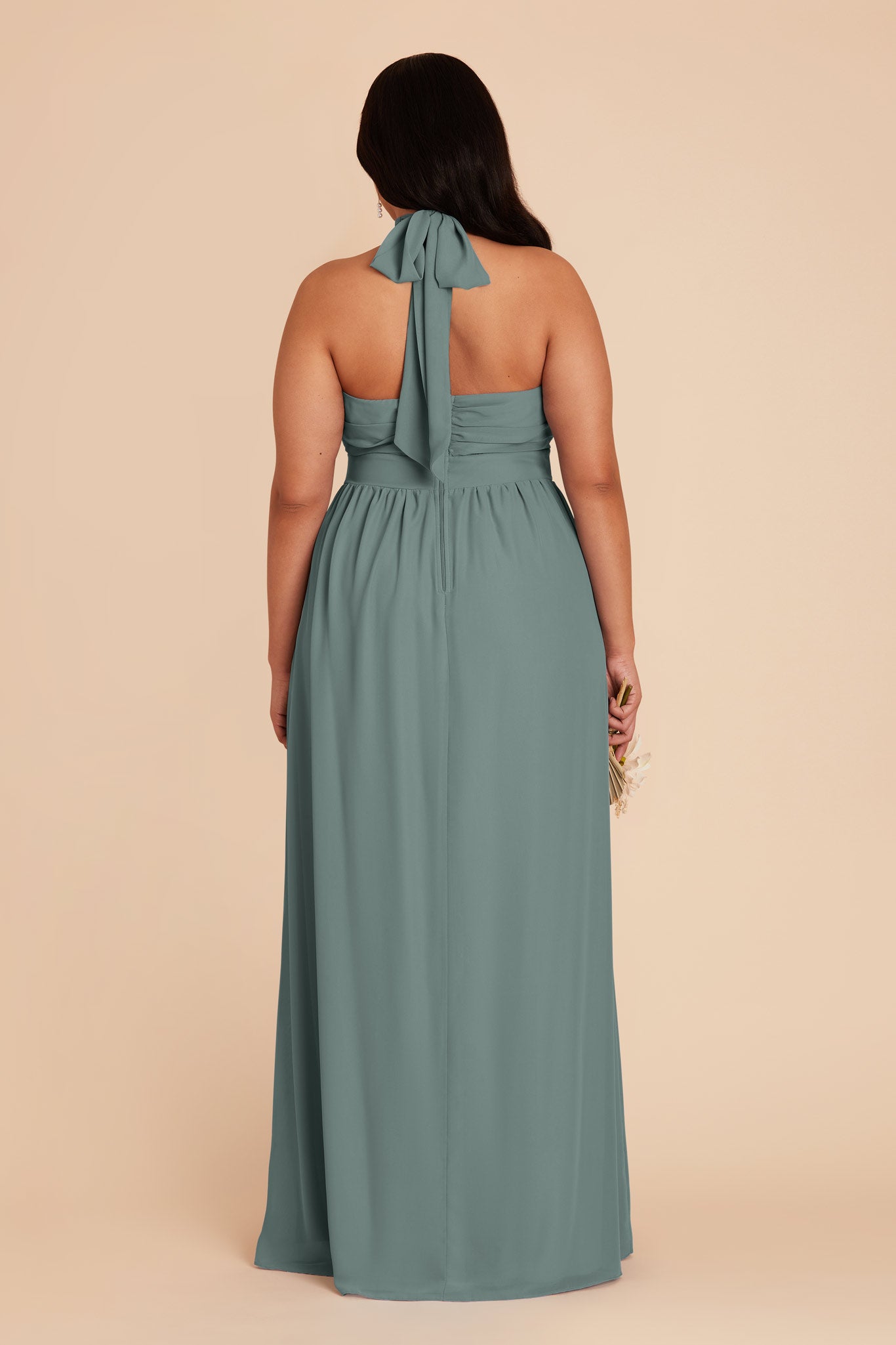 Elegant Chiffon Dress with Ruffled Trim & High Neckline | Joyce