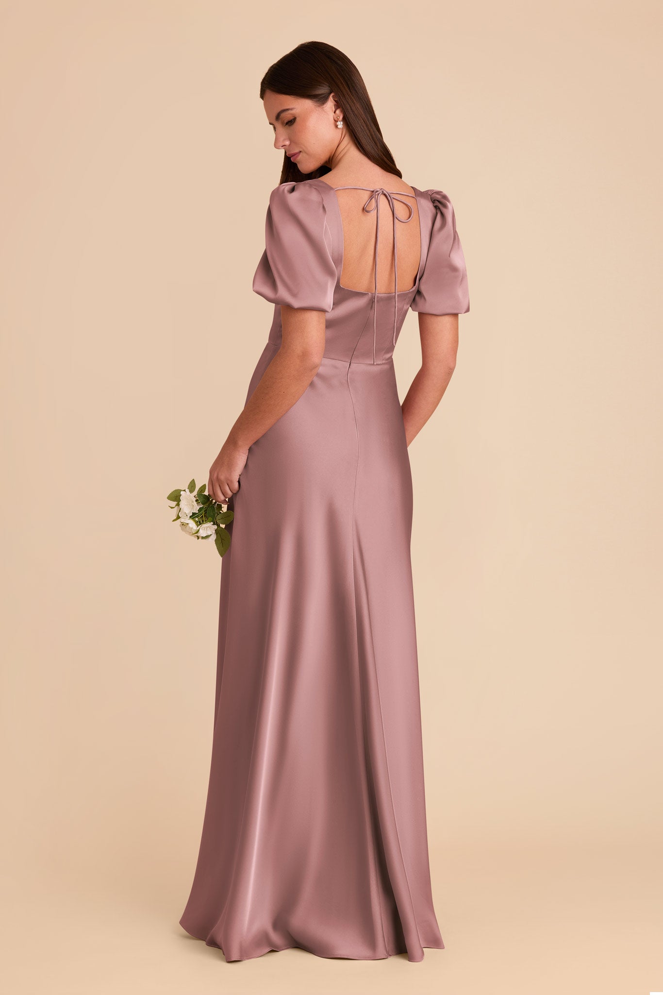 Matte Satin Square Neck Dress | Judy Dark Mauve