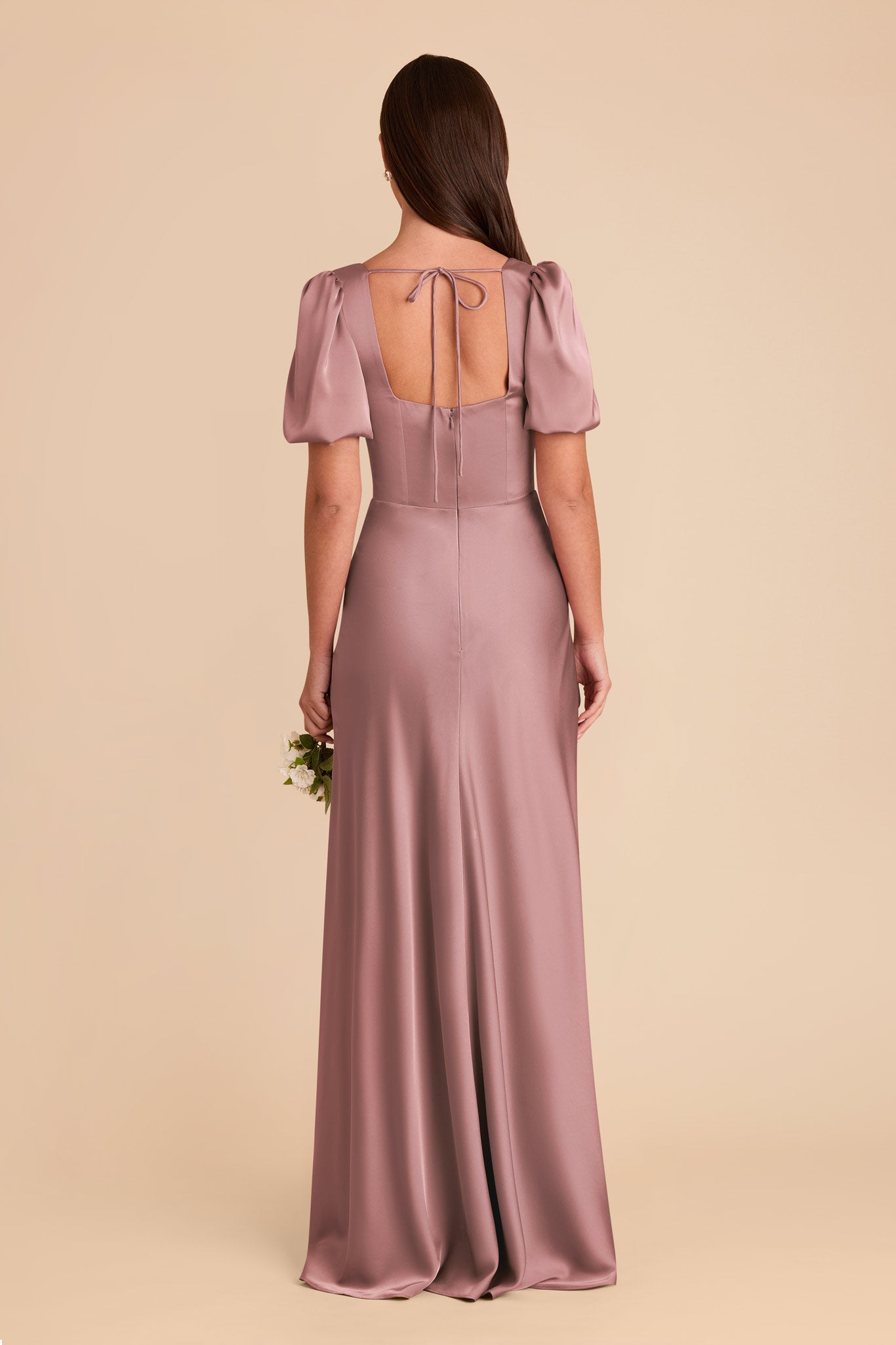 Matte Satin Square Neck Dress | Judy Dark Mauve