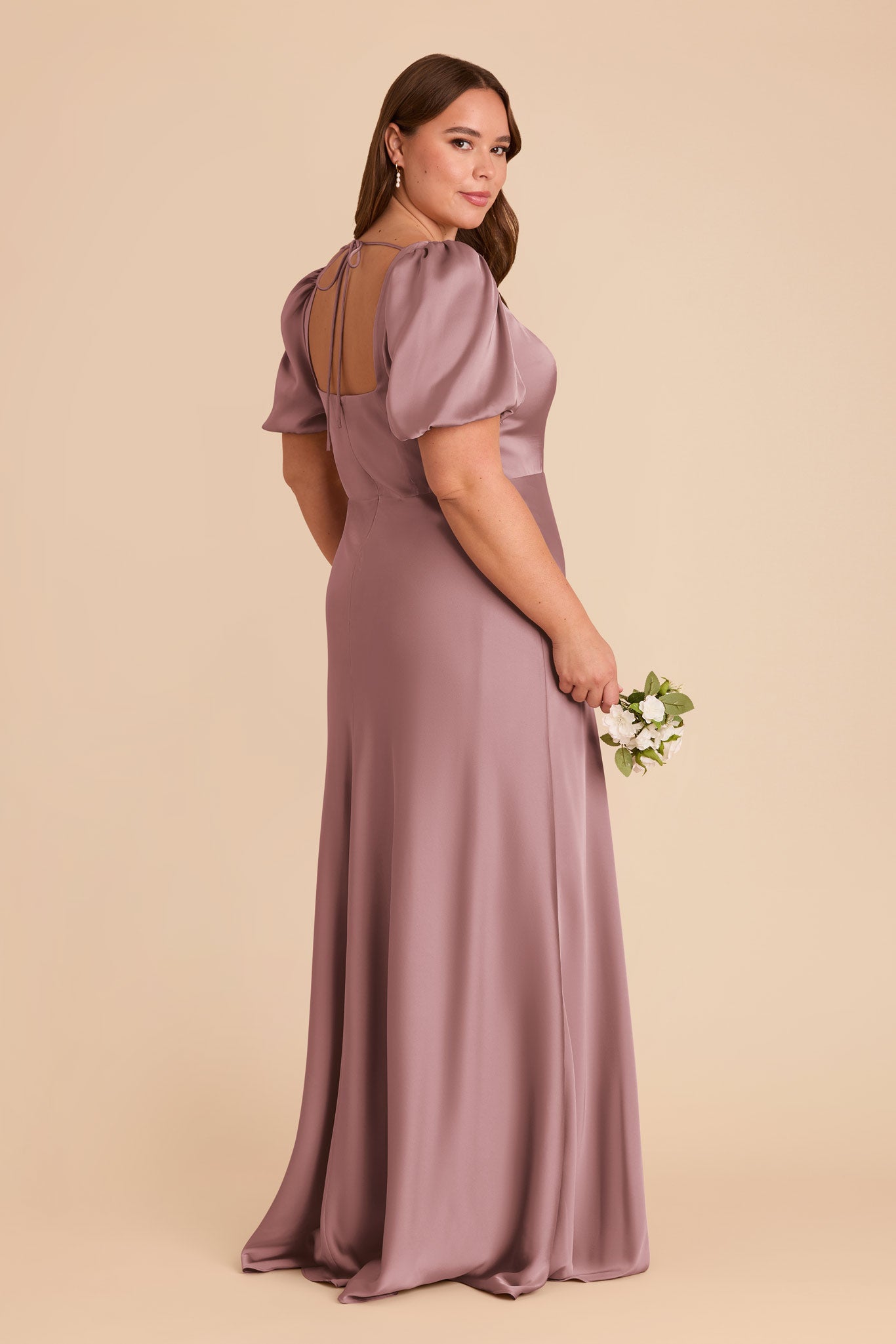 Matte Satin Square Neck Dress | Judy Dark Mauve