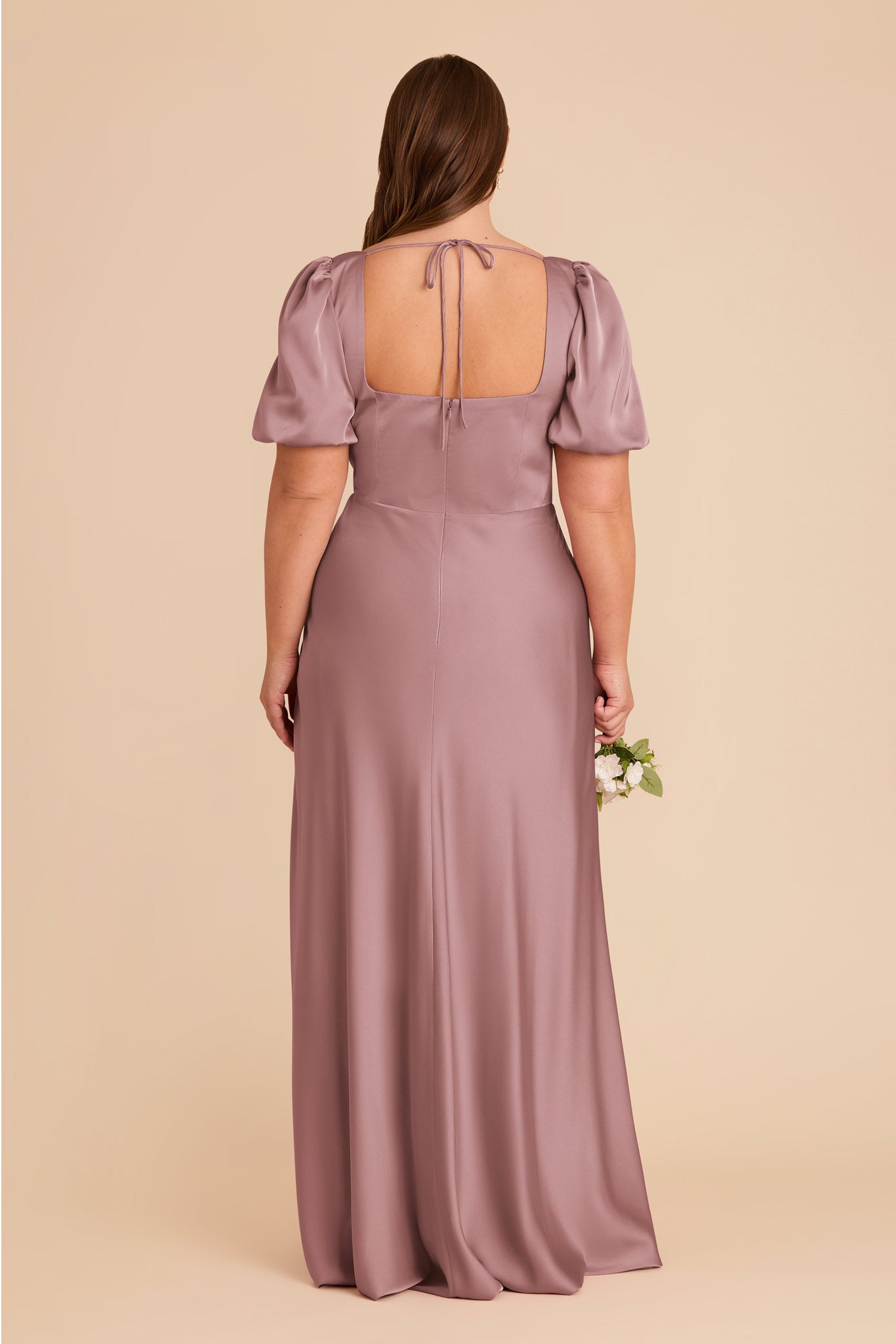 Matte Satin Square Neck Dress | Judy Dark Mauve