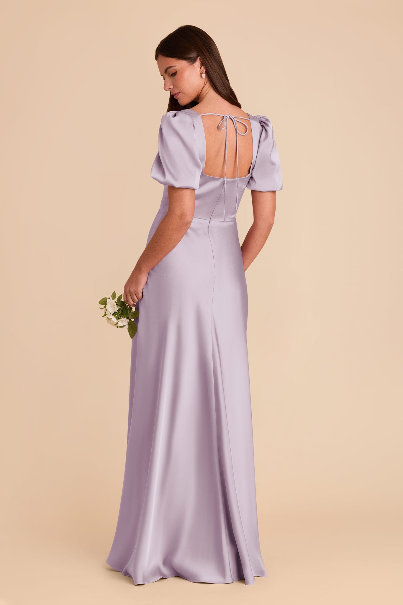 Matte Satin Dress with Square Neckline | Judy in Dusty Lilac