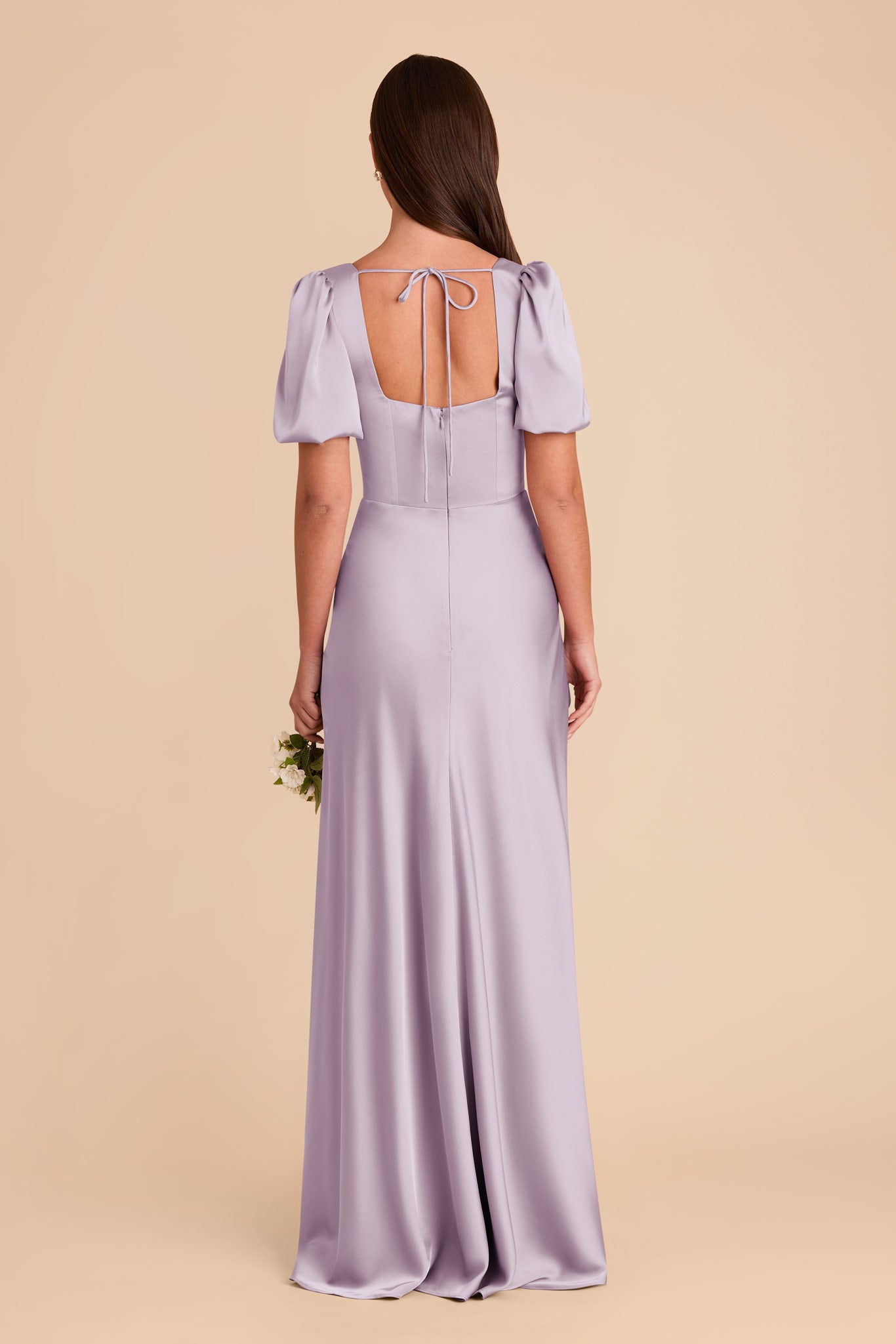 Matte Satin Dress with Square Neckline | Judy in Dusty Lilac