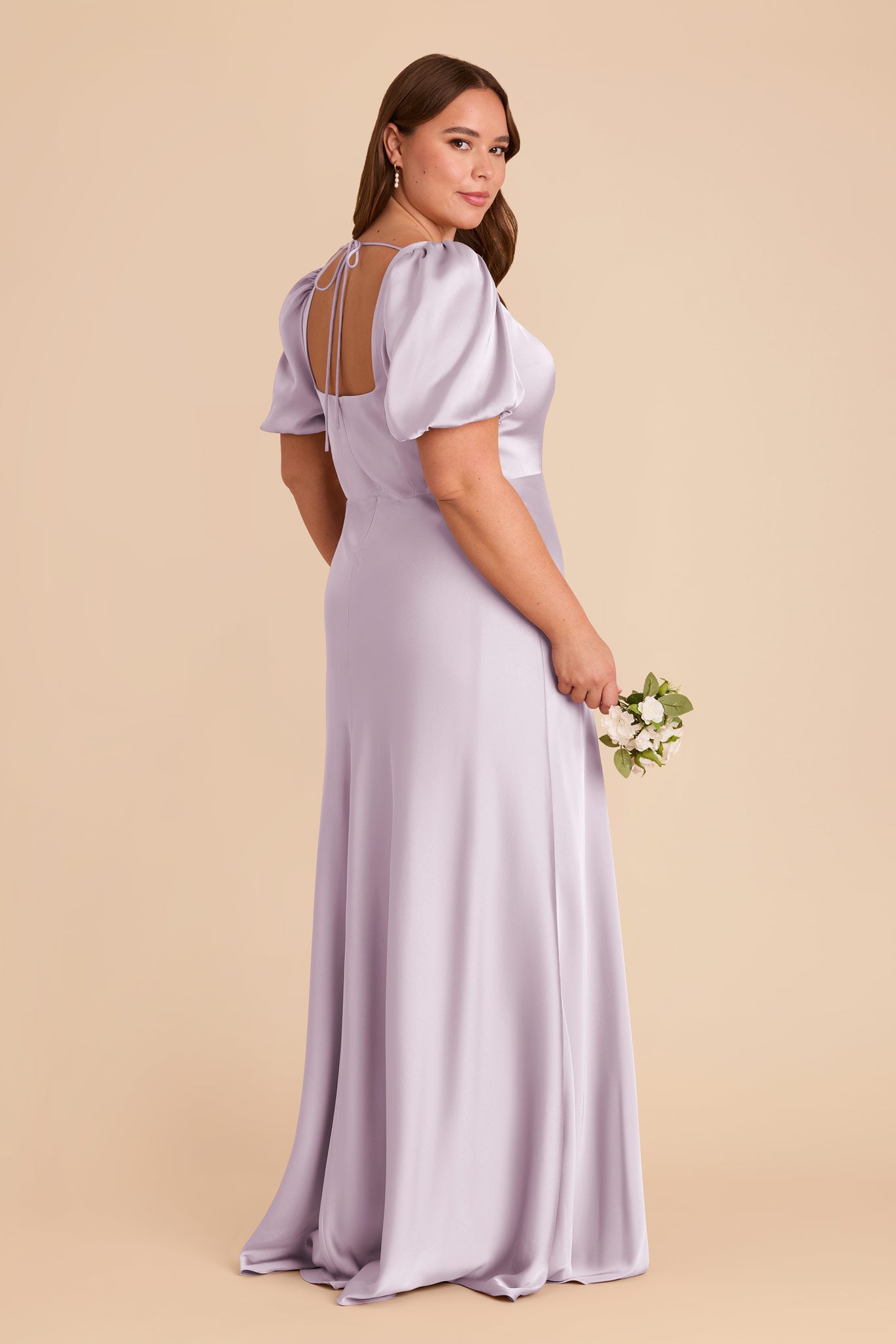 Matte Satin Dress with Square Neckline | Judy in Dusty Lilac