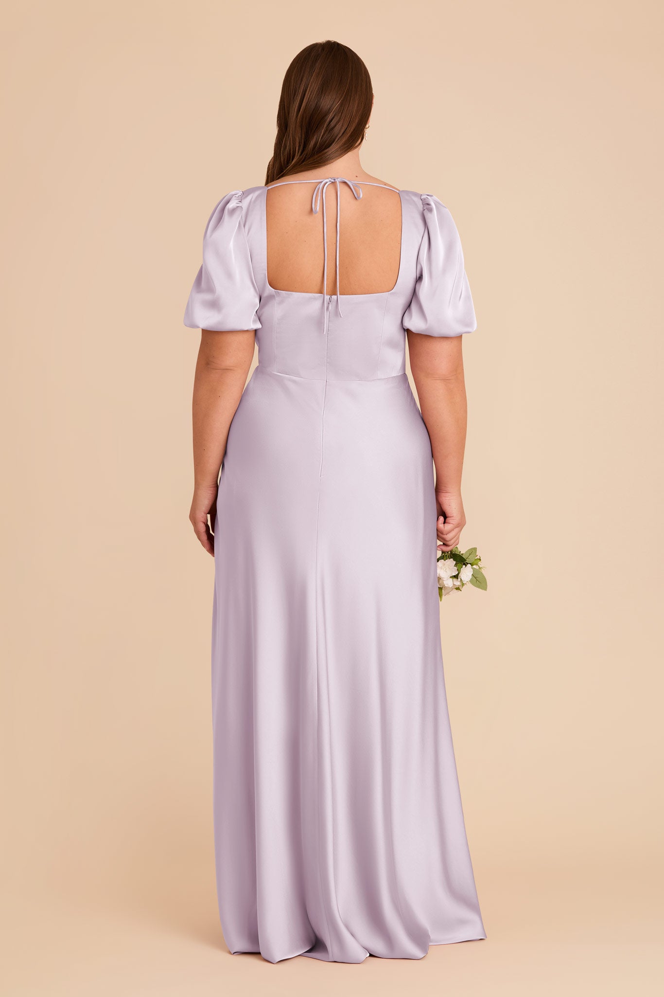 Matte Satin Dress with Square Neckline | Judy in Dusty Lilac