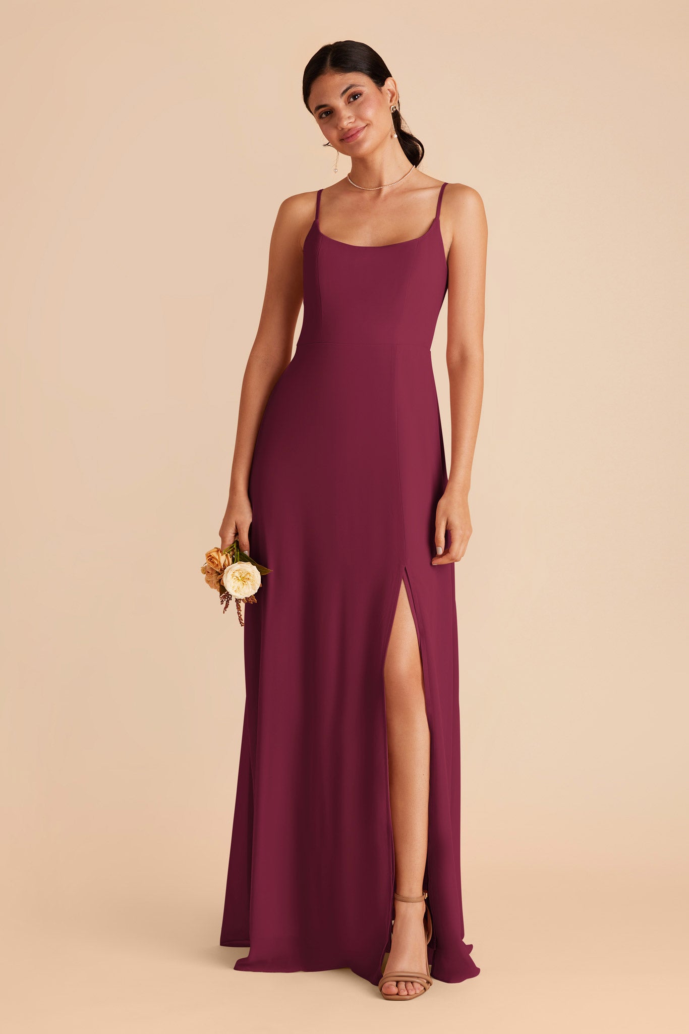 Chiffon Scoop Dress in Berry | Amy