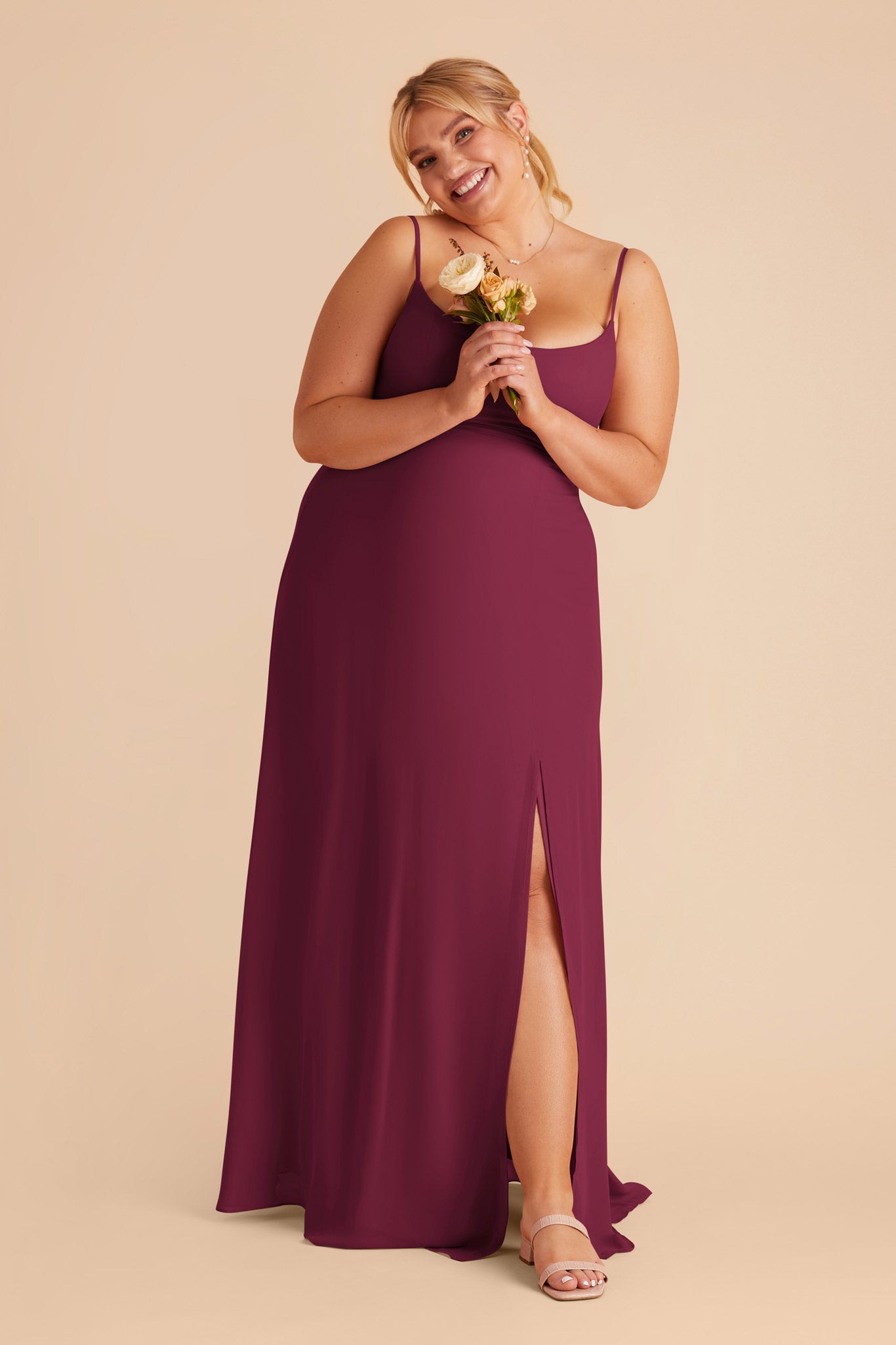 Chiffon Scoop Dress in Berry | Amy