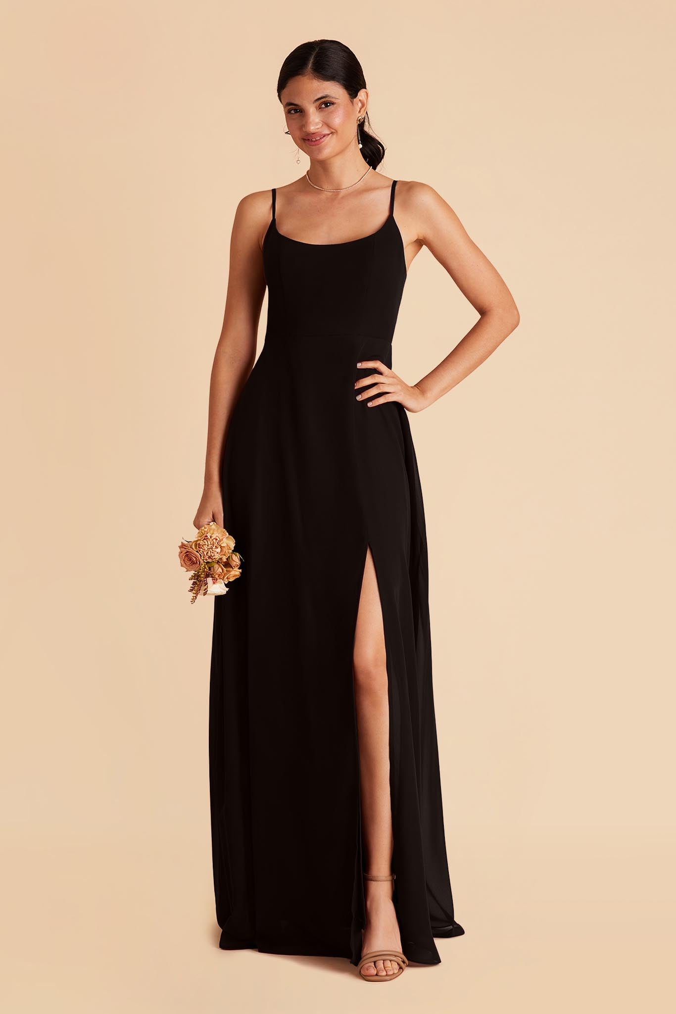 Black Chiffon Scoop Dress | Amy