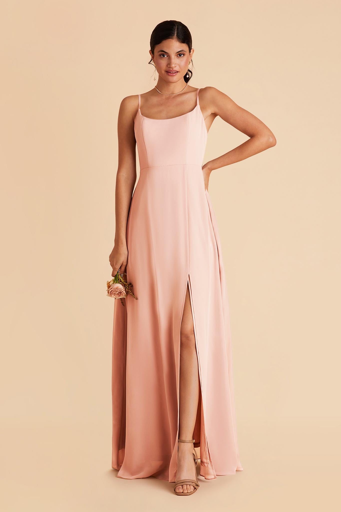 Blush Pink Chiffon Scoop Dress | Amy