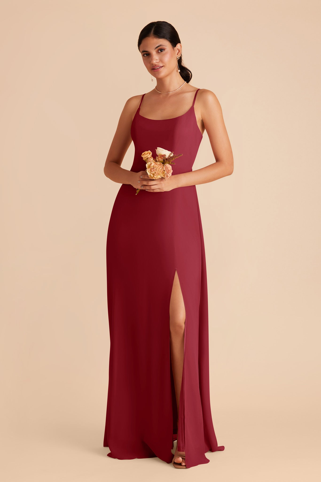 Burgundy Chiffon Scoop Dress | Amy
