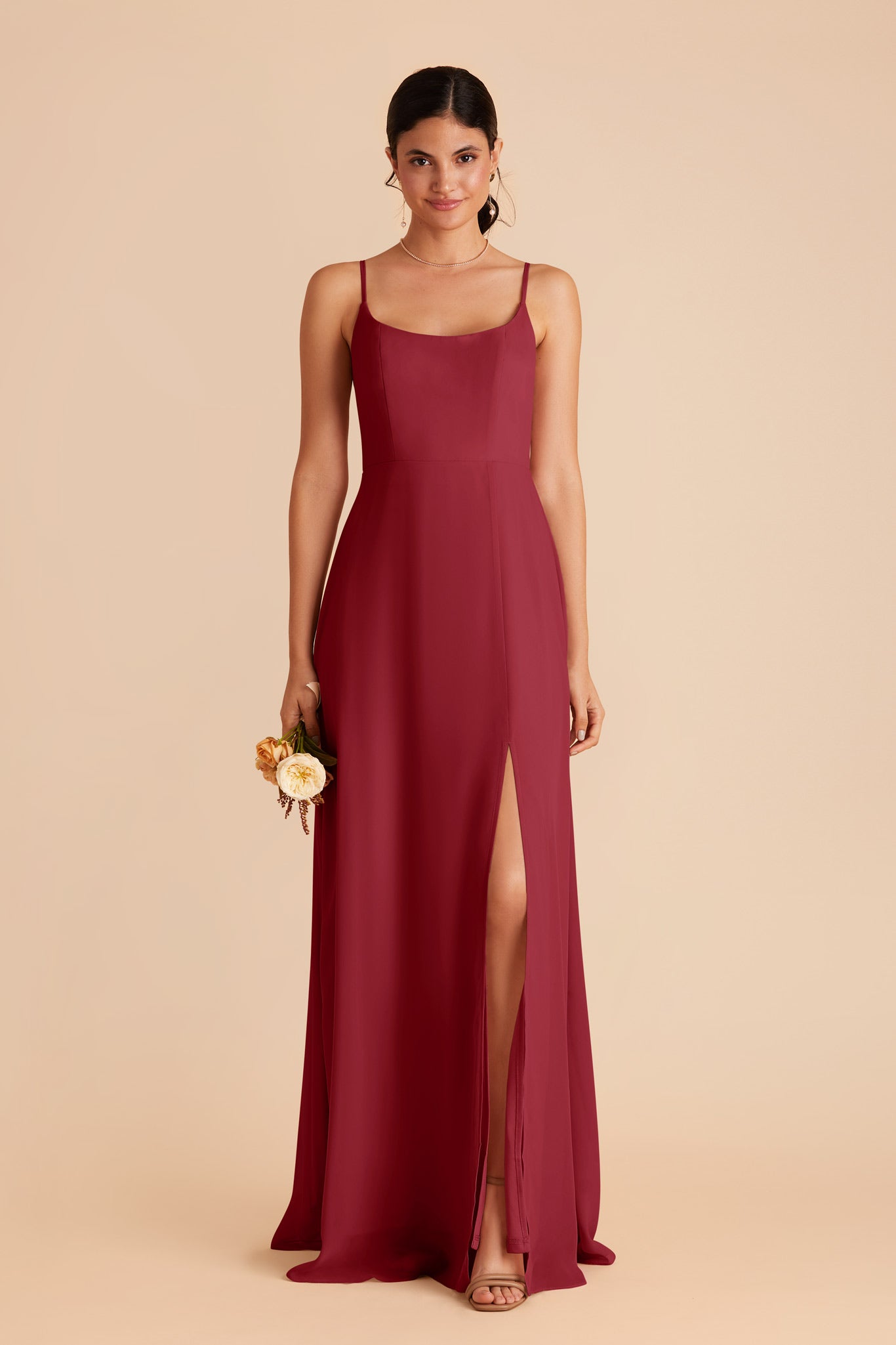 Burgundy Chiffon Scoop Dress | Amy