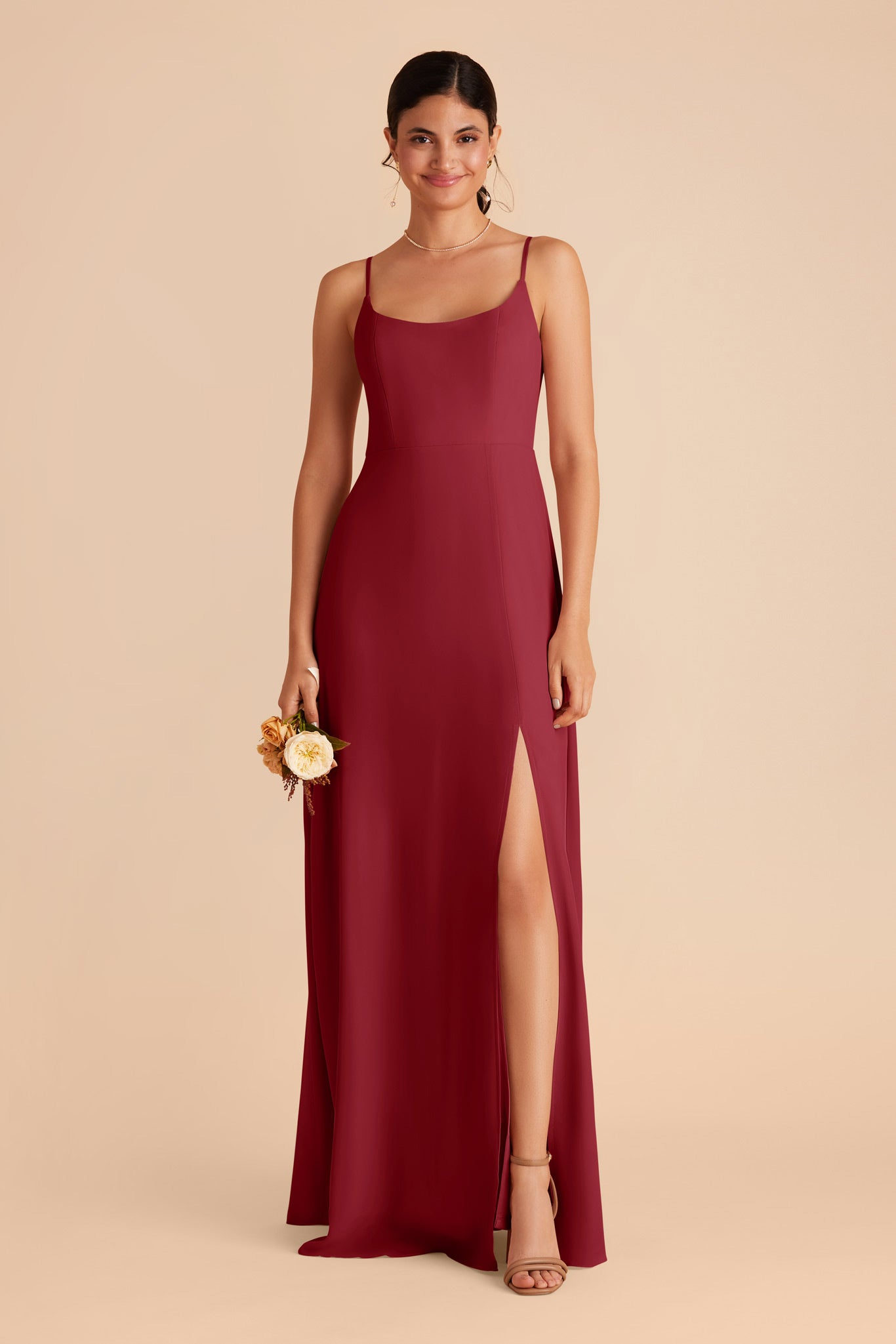 Burgundy Chiffon Scoop Dress | Amy