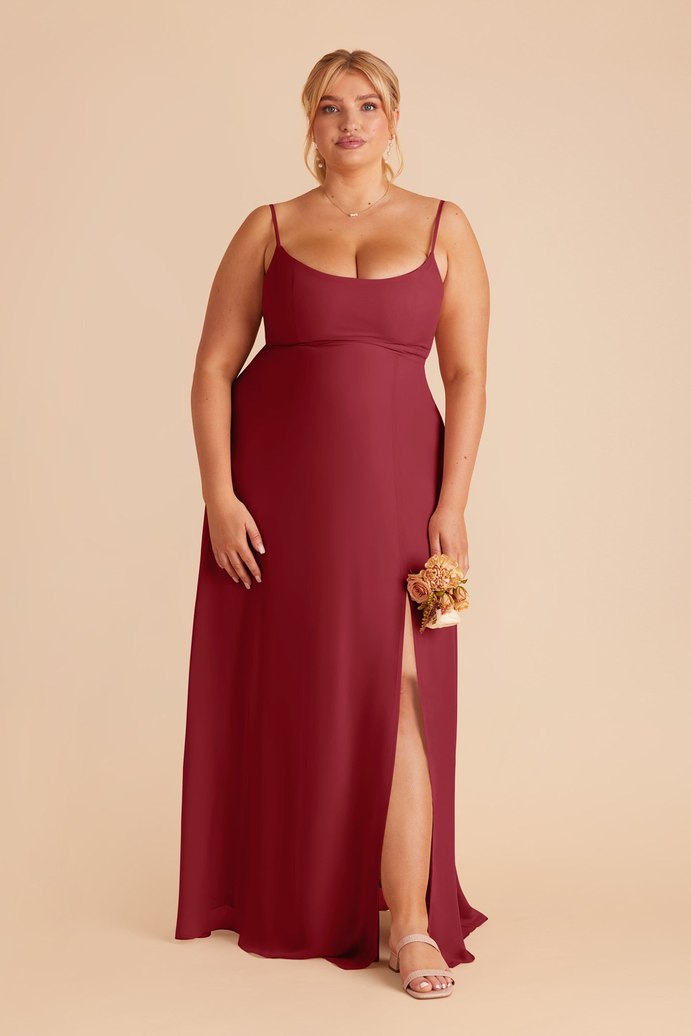 Burgundy Chiffon Scoop Dress | Amy