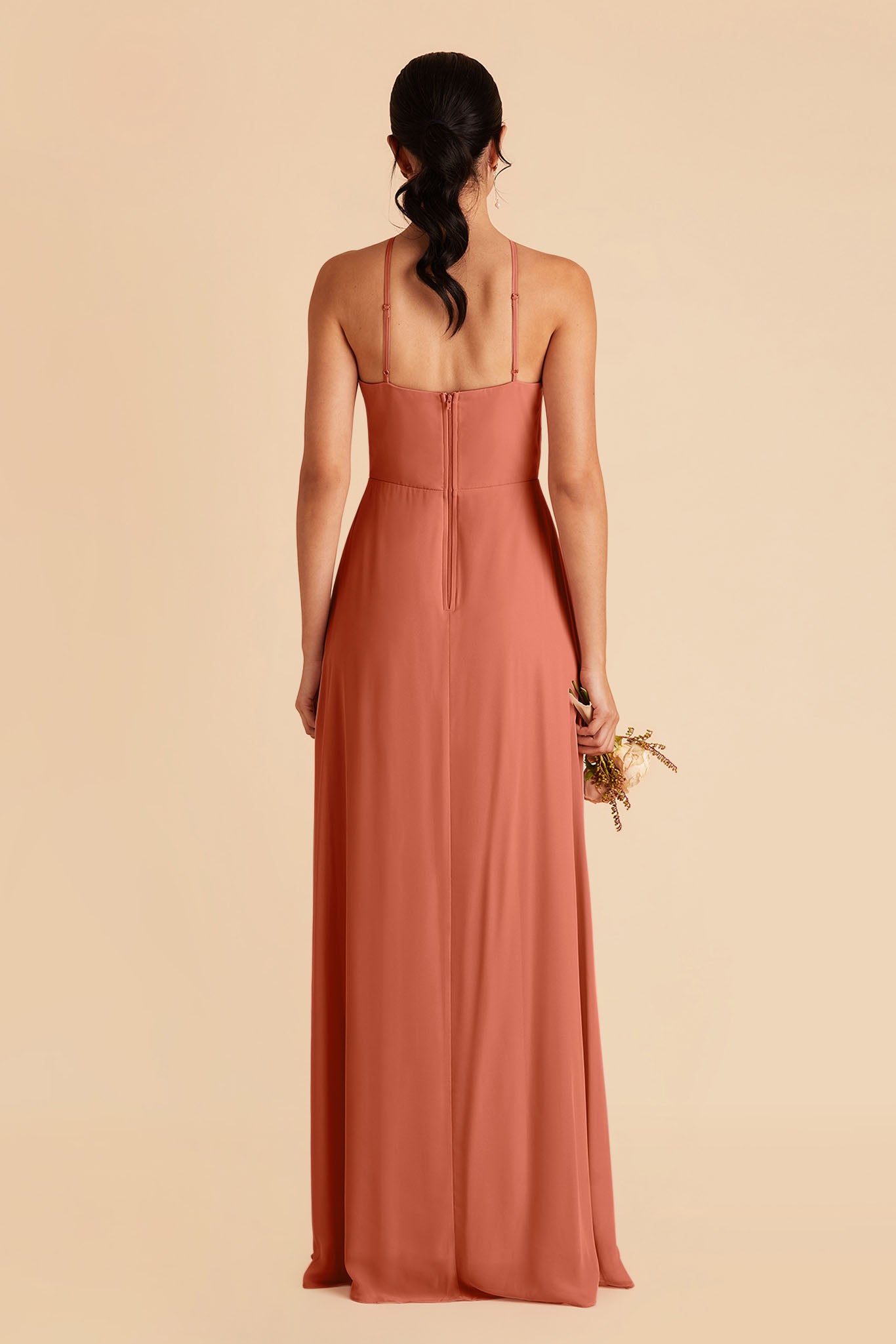 Chiffon Halter Dress with Slit & Flowy Silhouette | Juliet