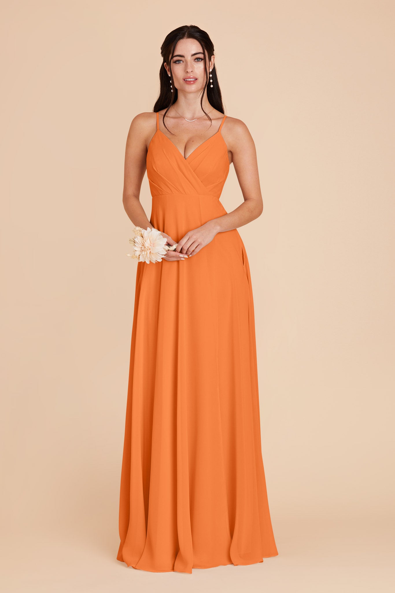 Flowy Bridesmaid Dress with Swooping Skirt | Kaia Apricot