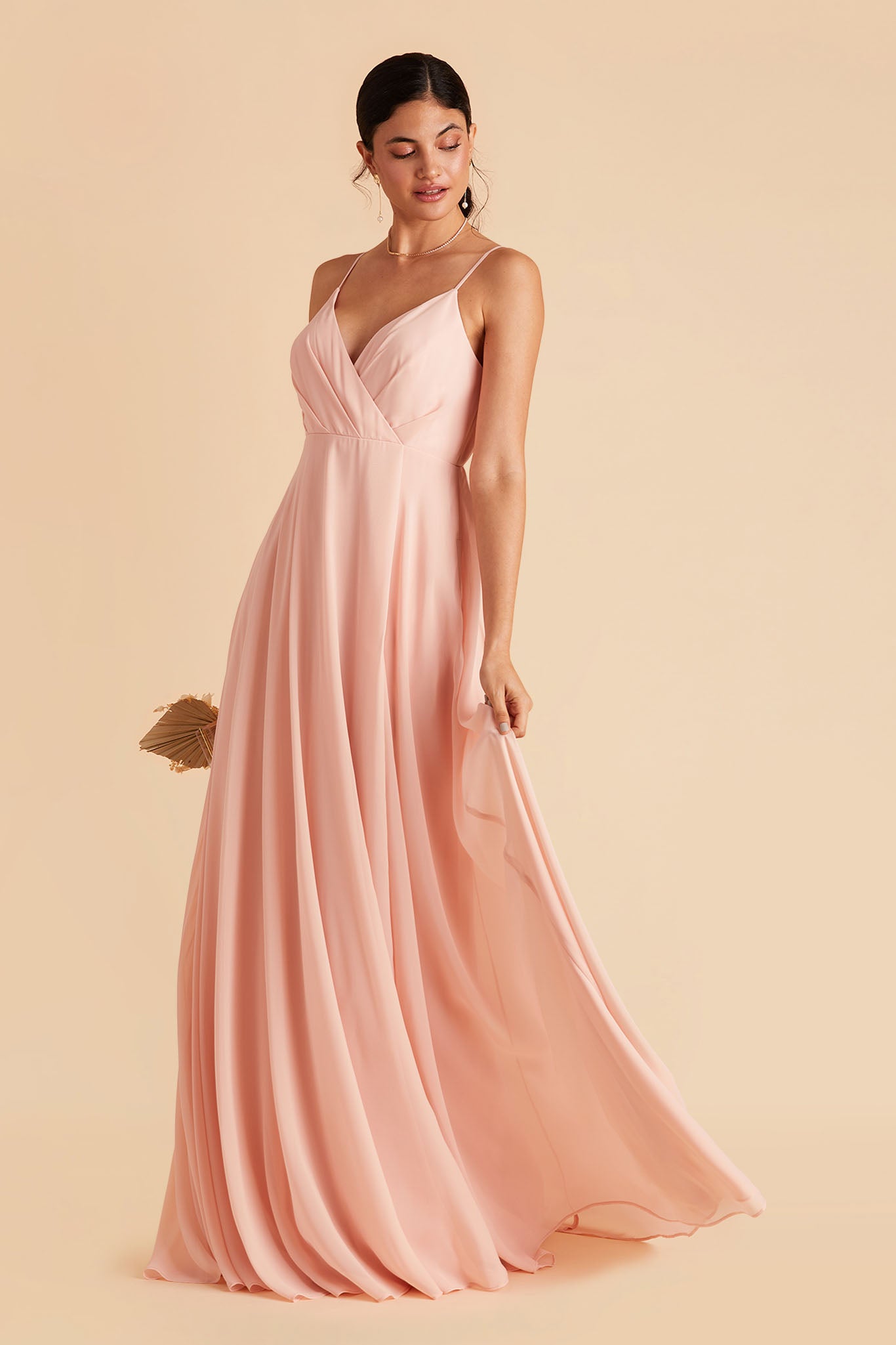 Flowy Bridesmaid Dress with Swooping Skirt | Kaia Blush Pink