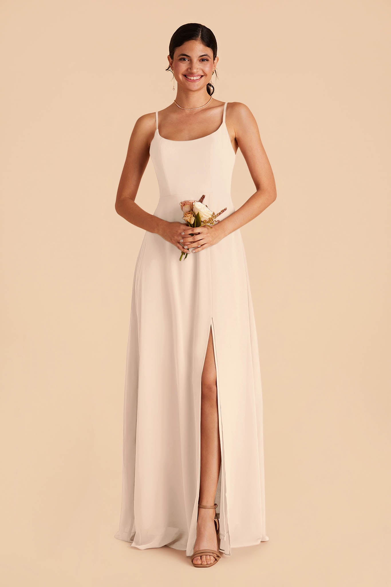 Chiffon Scoop Dress in Champagne | Amy